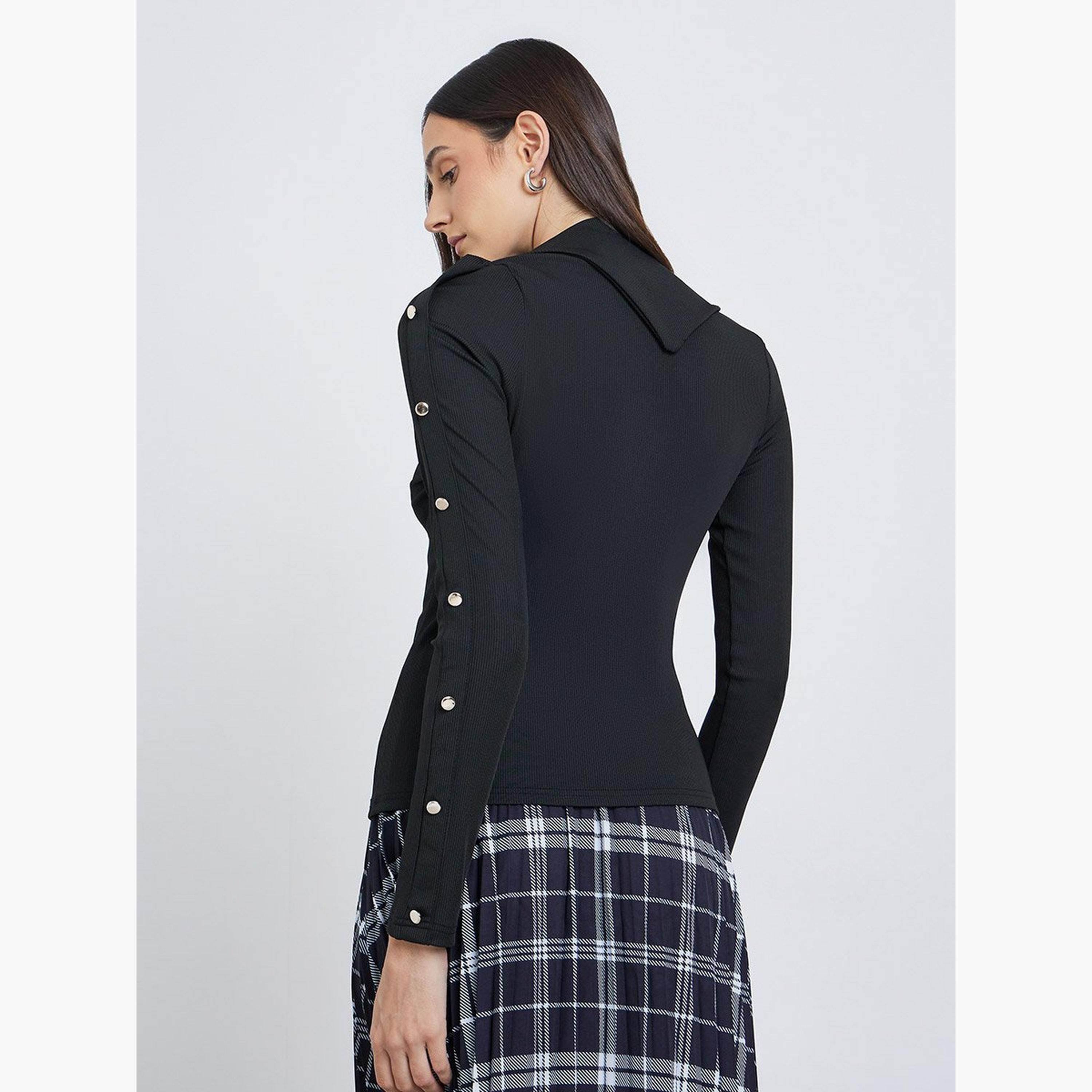 Styli Buttoned Detail Long Sleeve Top-women-clothing-shirtsandblouses-blouses-image-5