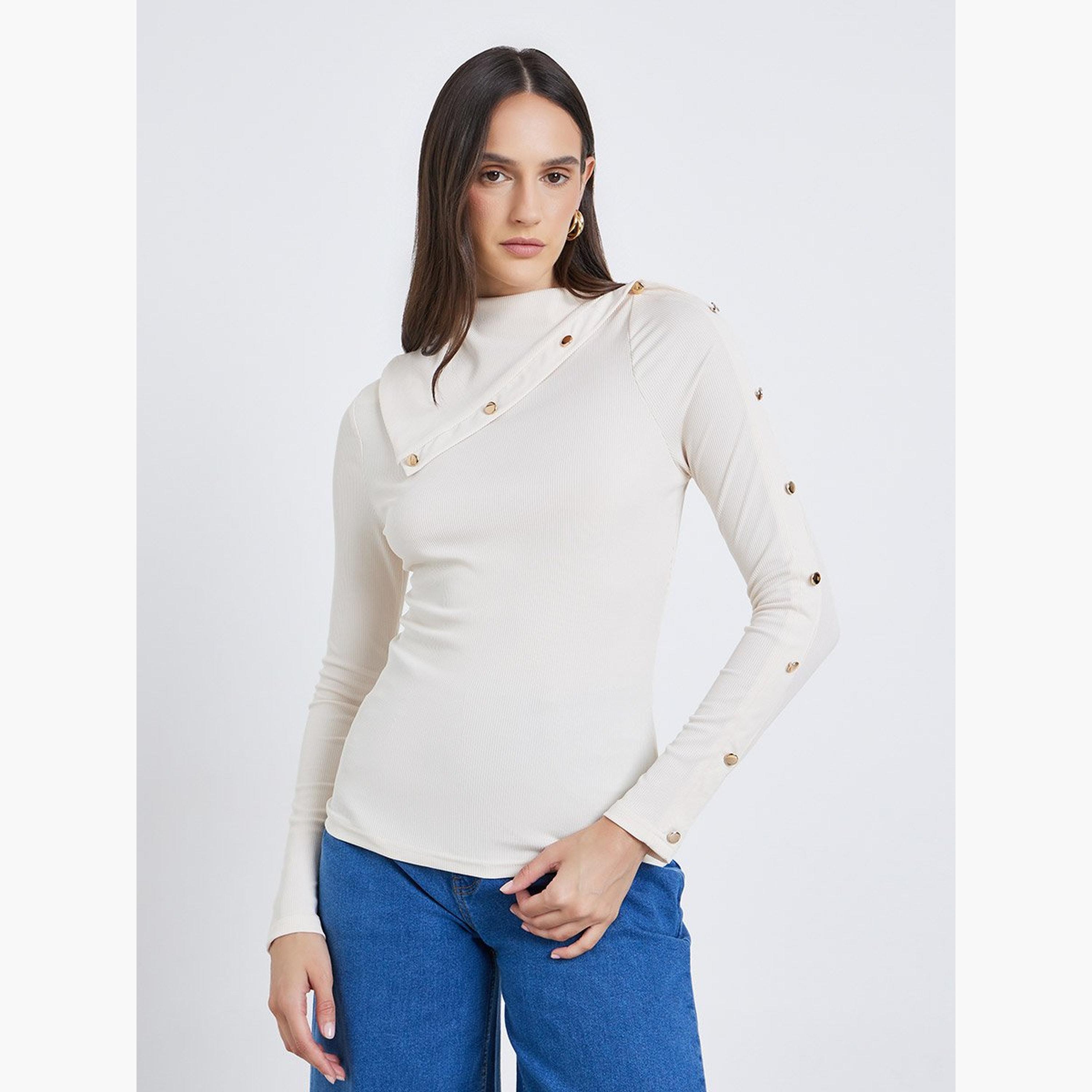 Styli Buttoned Detail Long Sleeve Top-women-clothing-shirtsandblouses-blouses-image-2