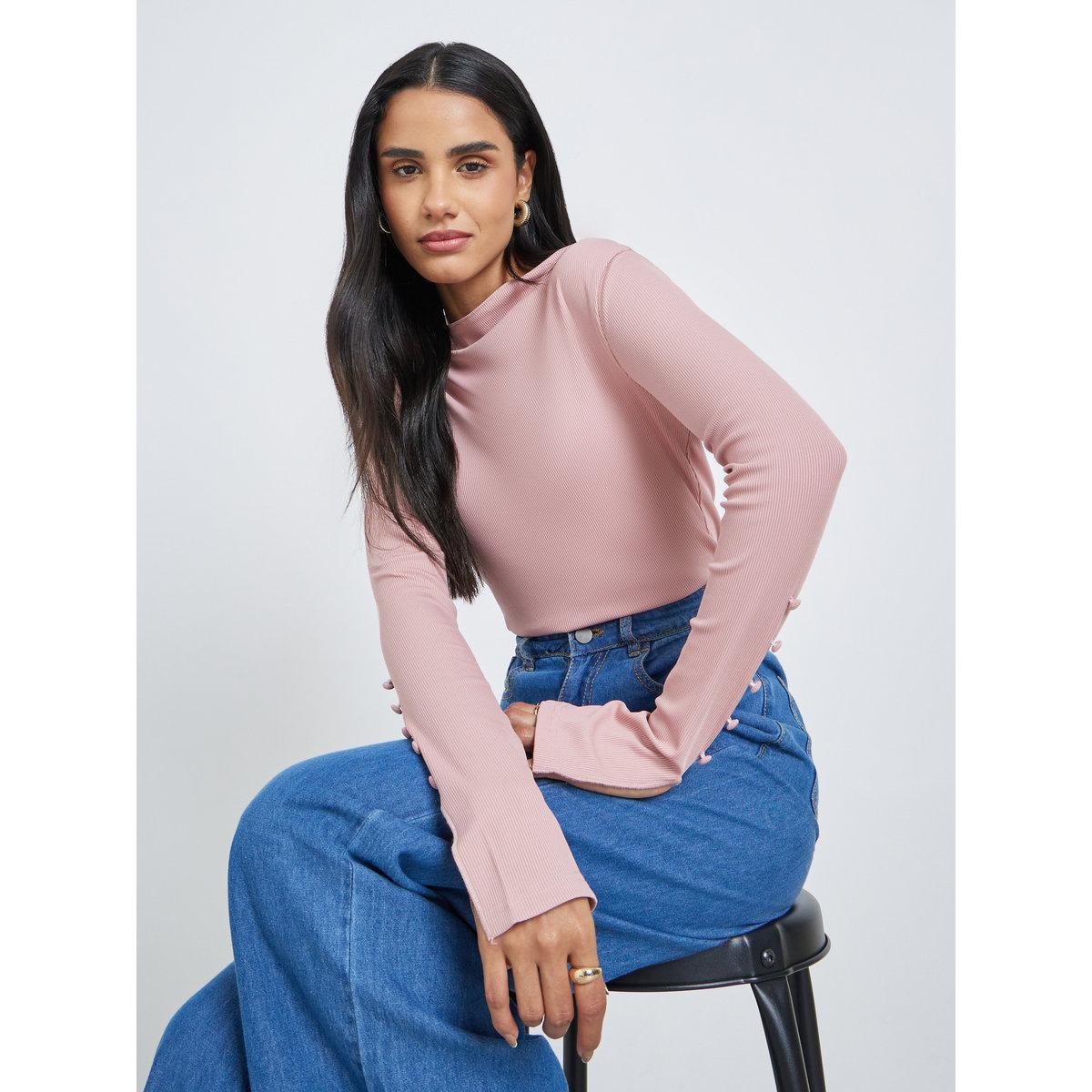 بلوزة بتفاصيل بارزة الملمس-women-clothing-shirtsandblouses-blouses-image-1