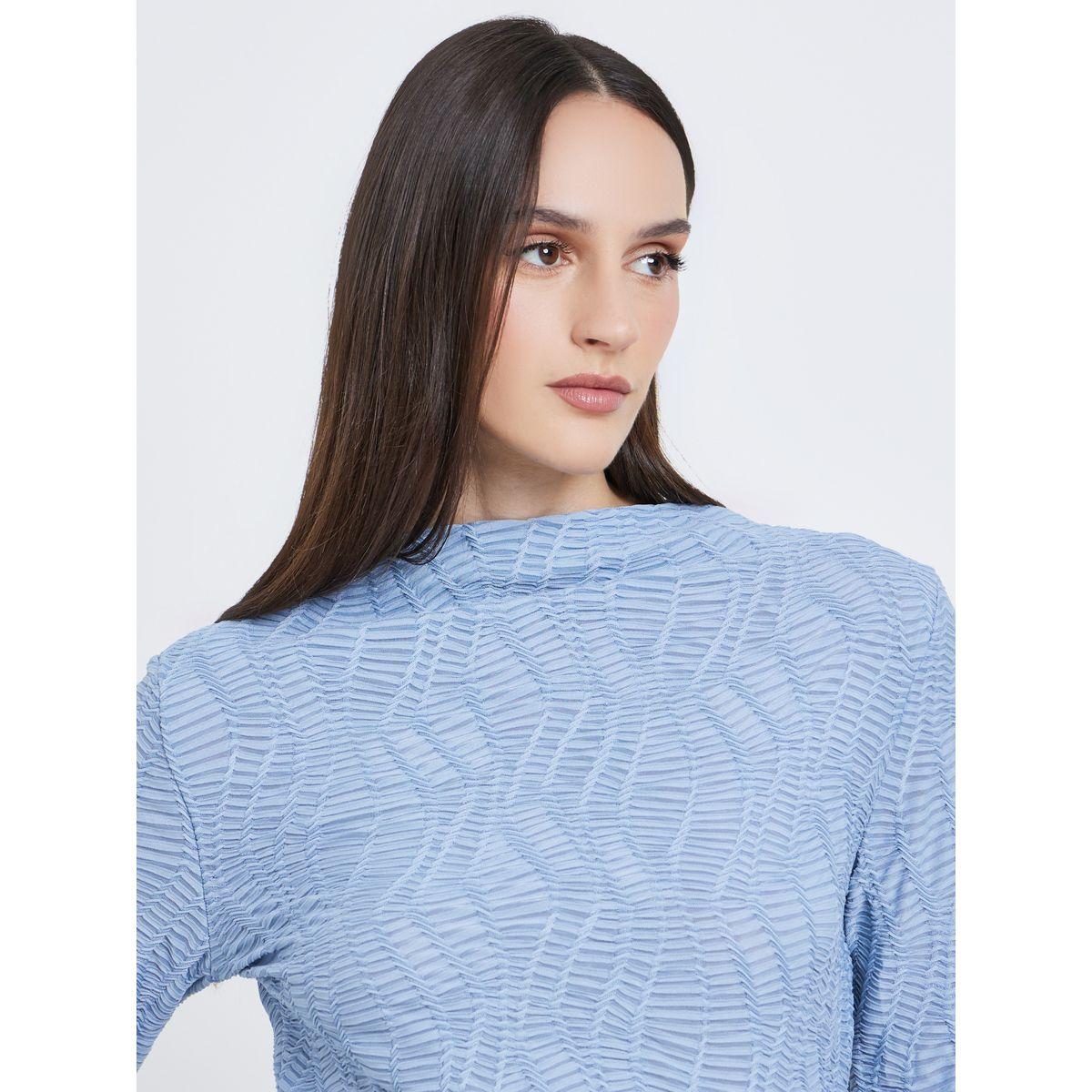 بلوزة قصة عادية بتفاصيل بارزة الملمس-women-clothing-tshirts-image-4