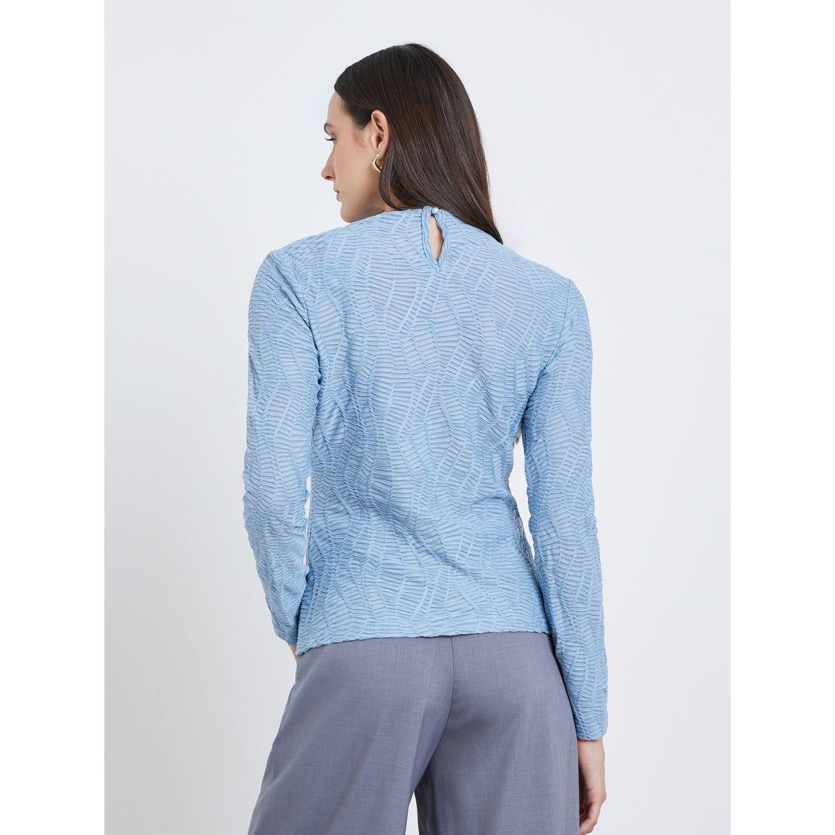 بلوزة قصة عادية بتفاصيل بارزة الملمس-women-clothing-tshirts-image-5