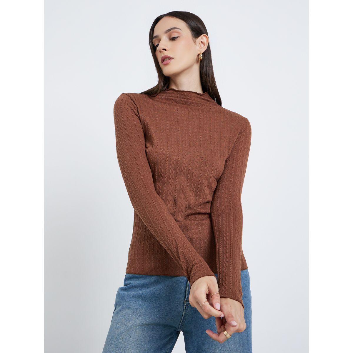 بلوزة محبوكة بتفاصيل بارزة الملمس-women-clothing-shirtsandblouses-blouses-image-1