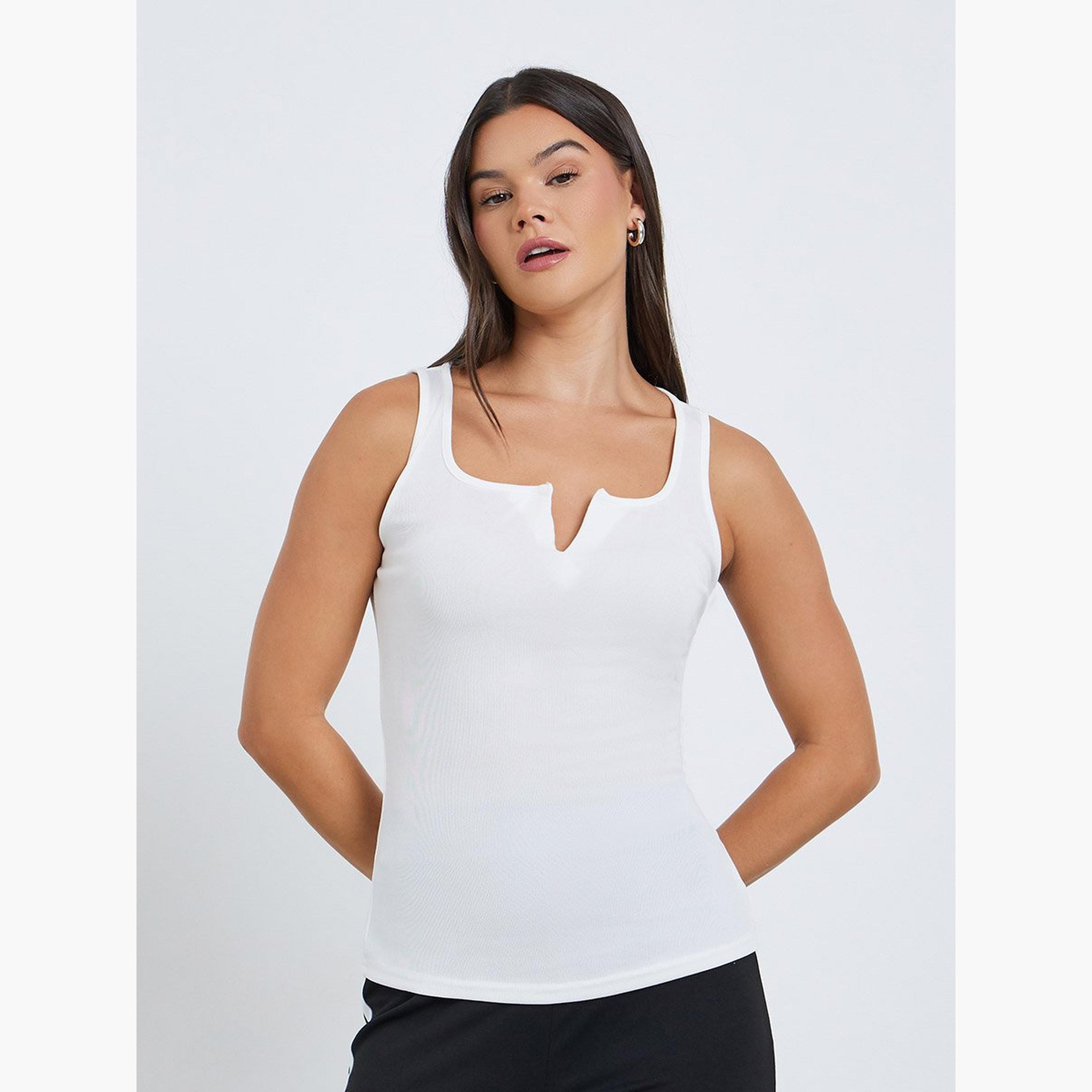 Styli Women White Square Neck Ribbed Fitted Top-women-clothing-shirtsandblouses-blouses-image-4