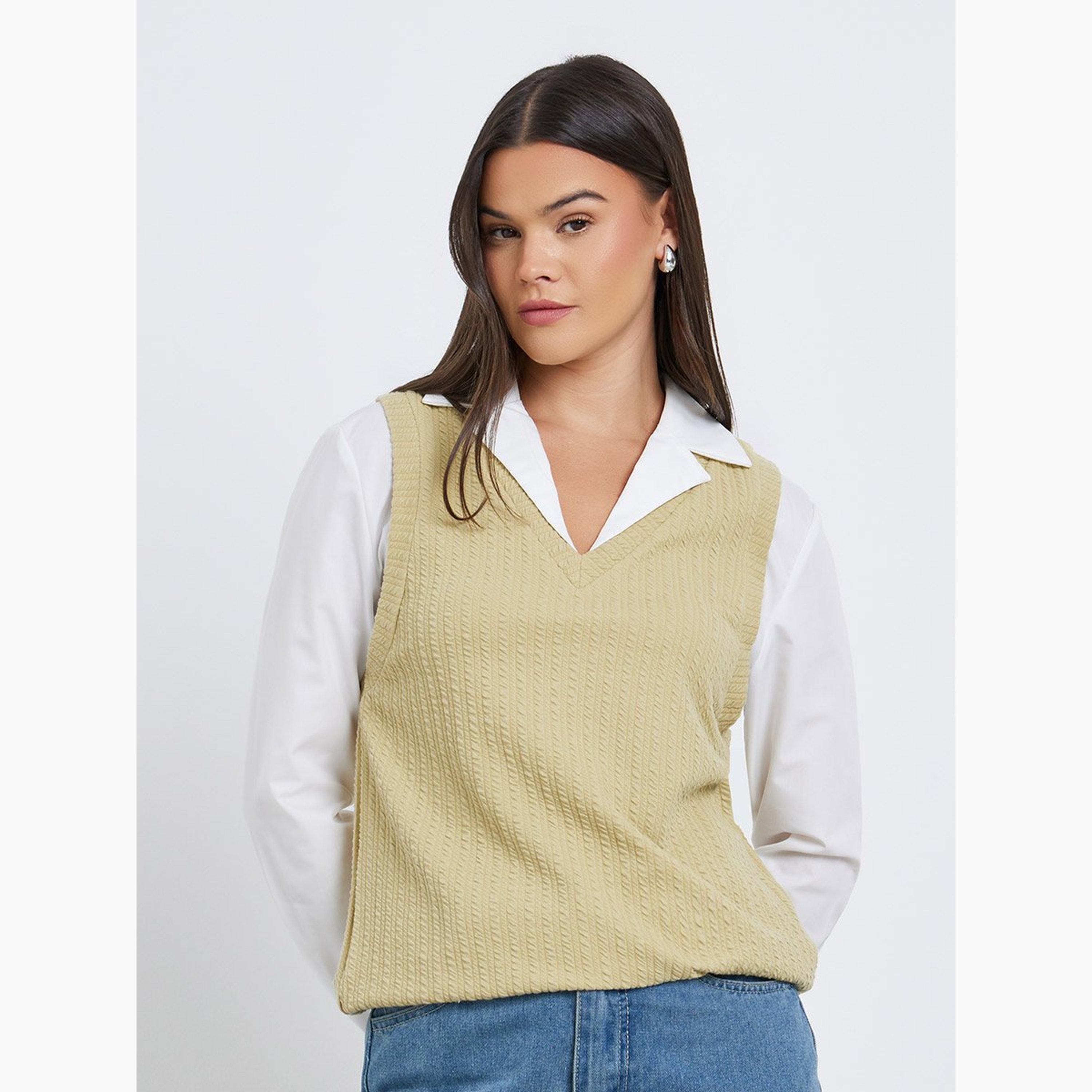Styli Women Knitted Layering Shirt-women-clothing-shirtsandblouses-shirts-image-1