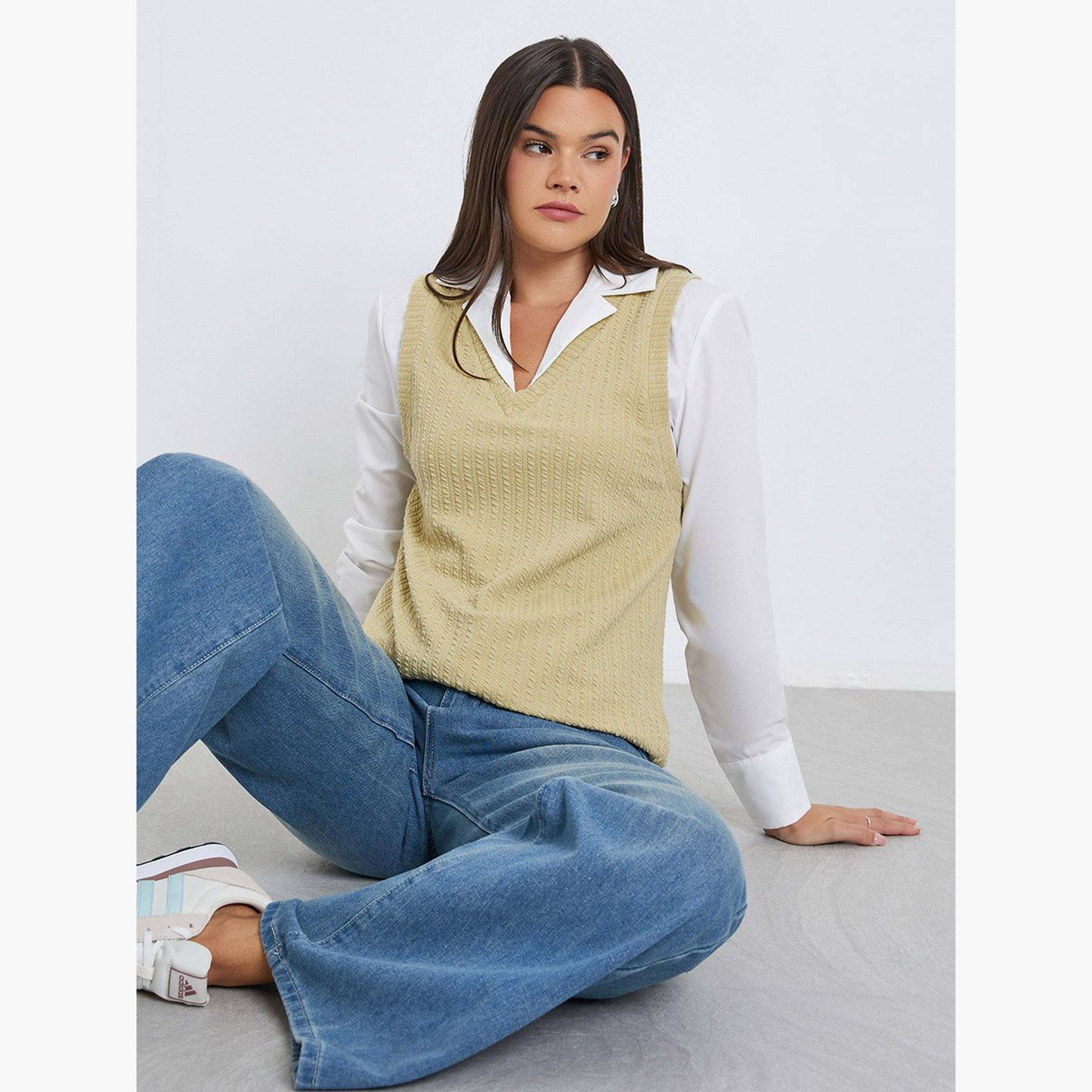 Styli Women Knitted Layering Shirt-women-clothing-shirtsandblouses-shirts-image-3