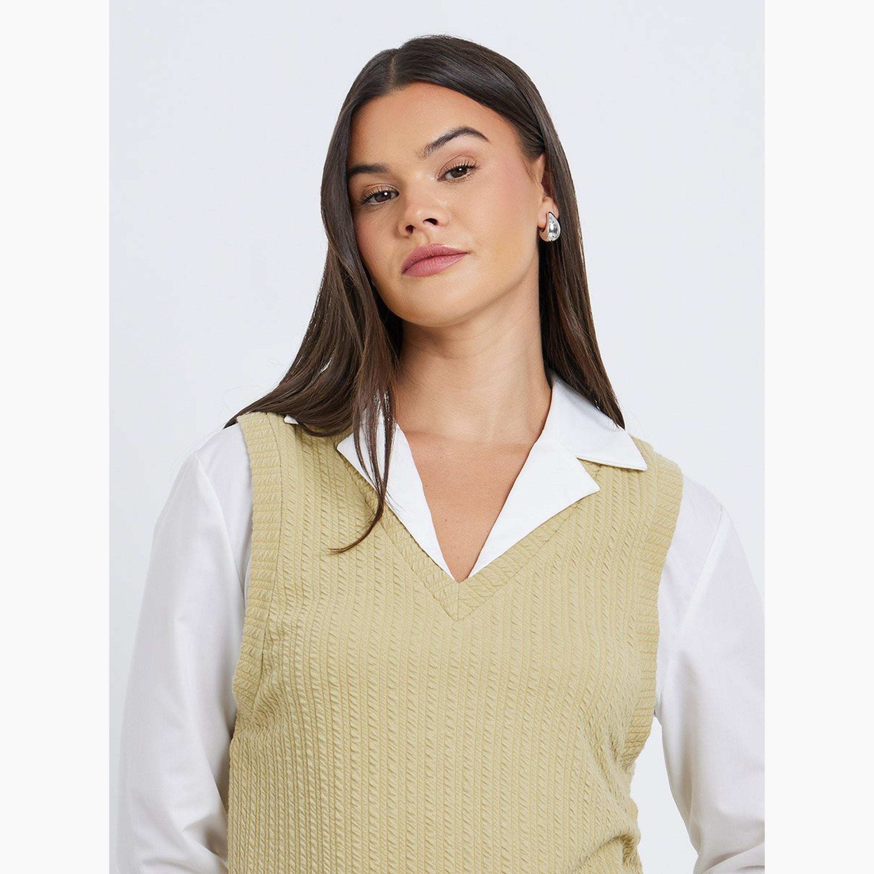 Styli Women Knitted Layering Shirt-women-clothing-shirtsandblouses-shirts-image-4