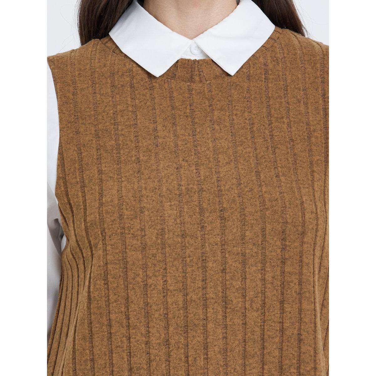 Styli Women Brown Ribbed Overlay Shirt-women-clothing-shirtsandblouses-shirts-image-3