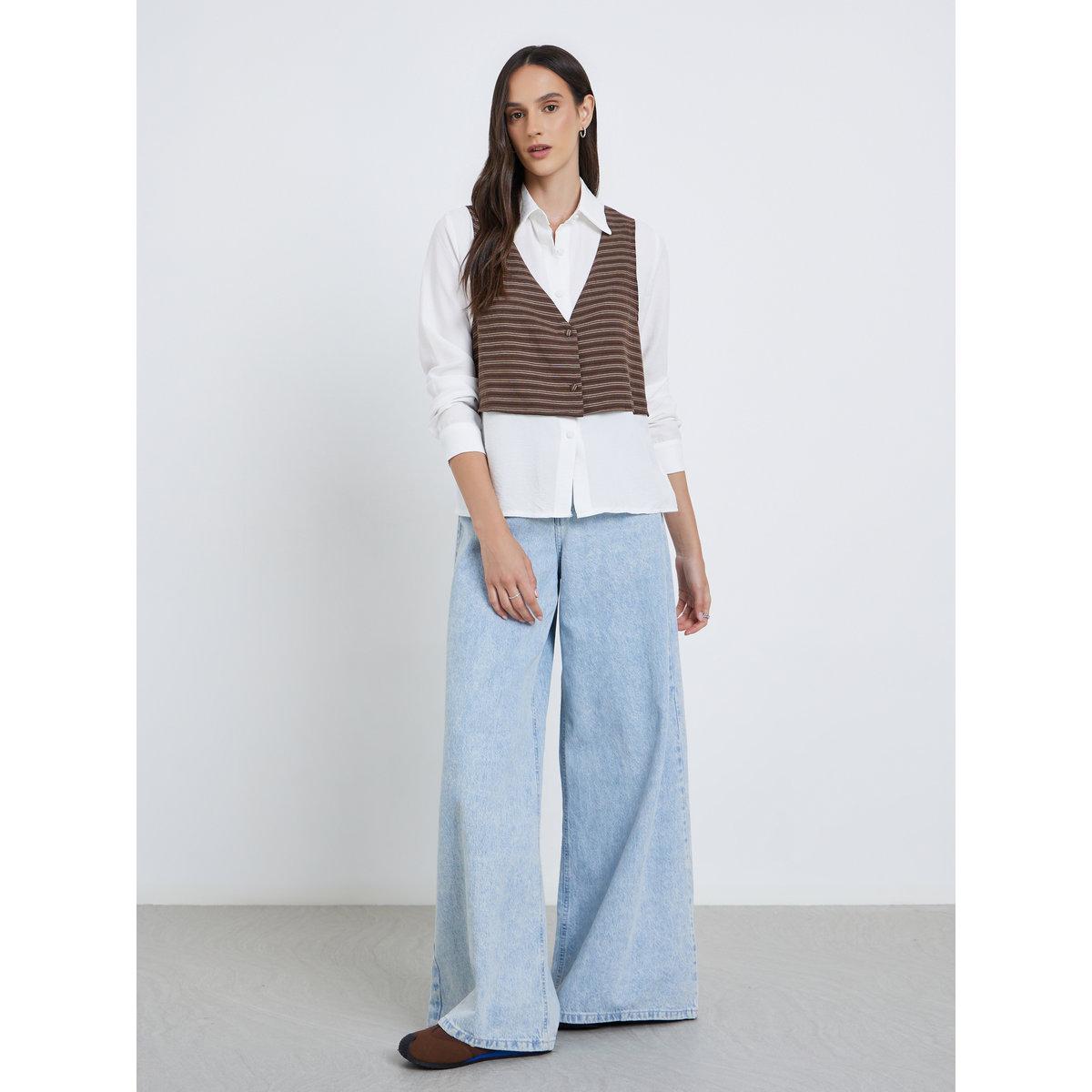 Styli Layered Striped Long Sleeve Buttoned Shirt-women-clothing-shirtsandblouses-shirts-image-2