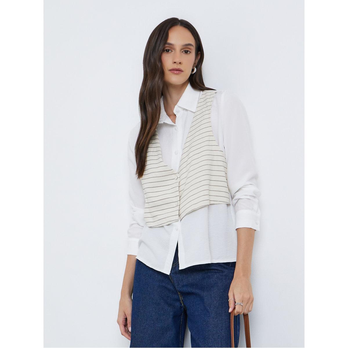 Styli Layered Striped Long Sleeve Buttoned Shirt-women-clothing-shirtsandblouses-shirts-image-1