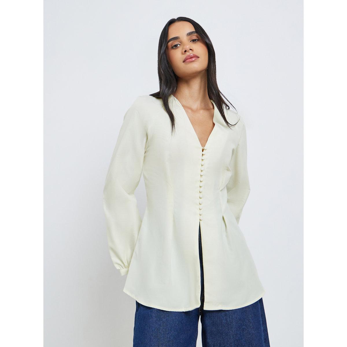 بلوزة سادة بأكمام بالون-women-clothing-shirtsandblouses-blouses-image-1