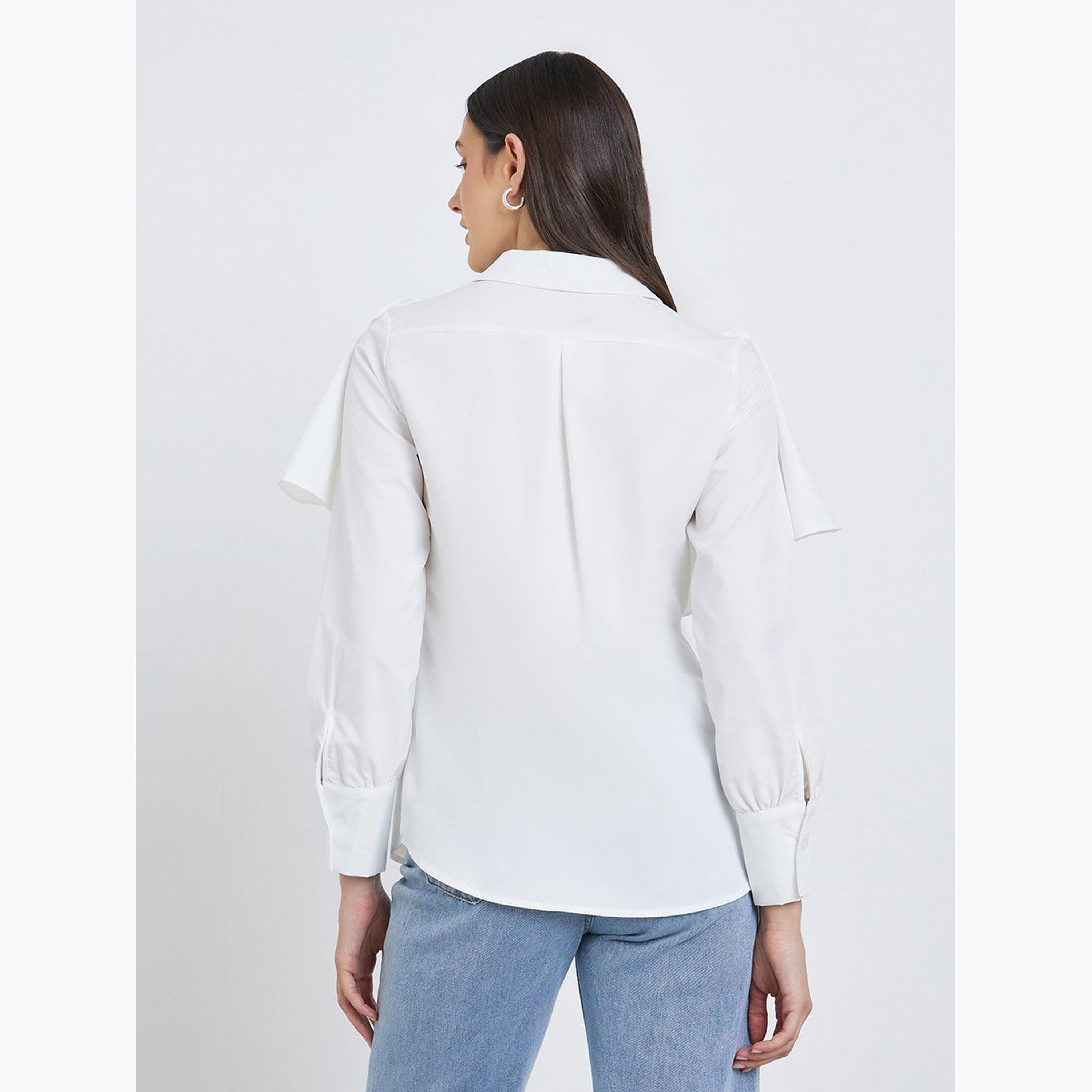 ستايلي - قميص بقصّة عادية وأكمام متعددة الطبقات وأزرار-women-clothing-shirtsandblouses-shirts-image-4