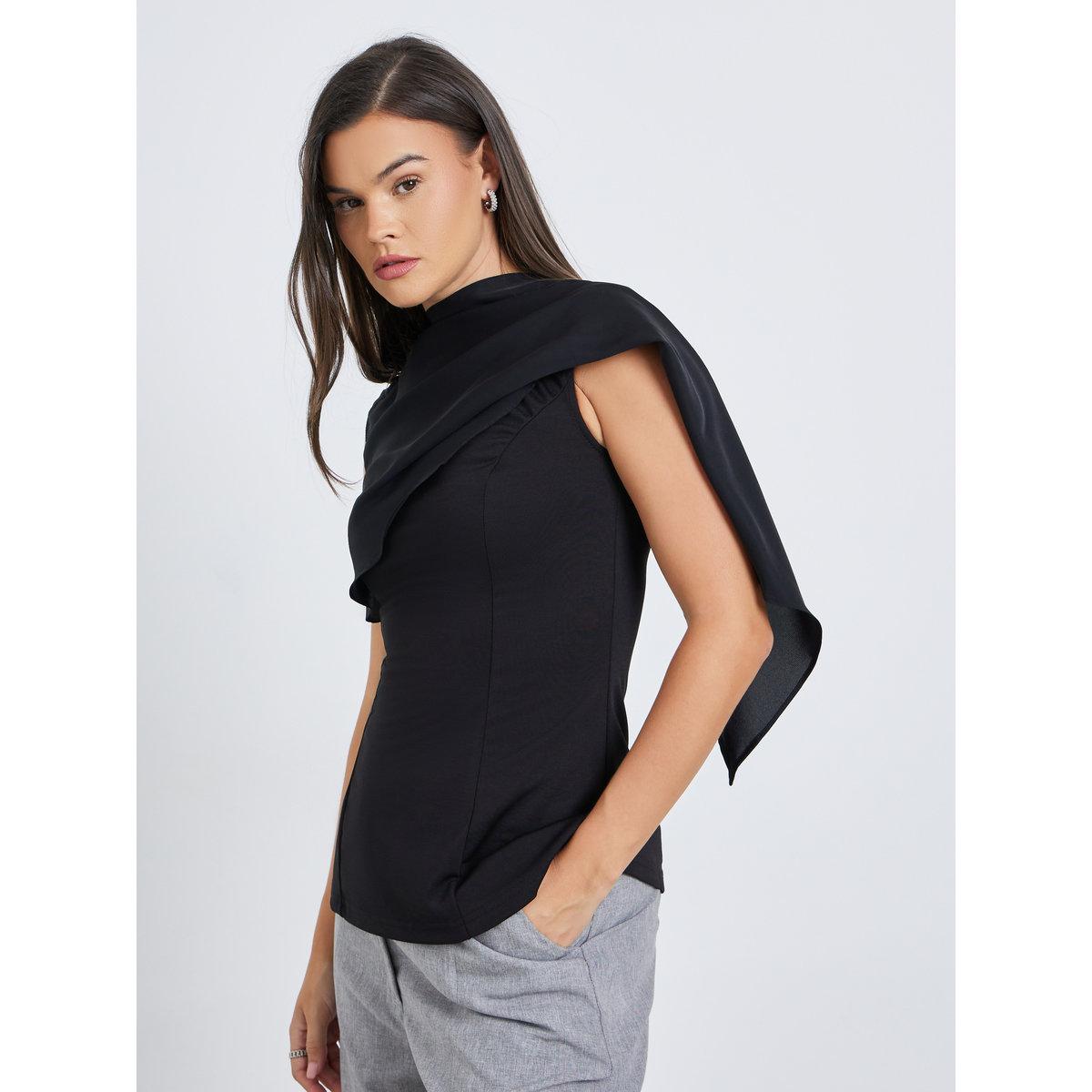 Styli Solid Sleeveless Draped Detail Top-women-clothing-shirtsandblouses-blouses-image-1