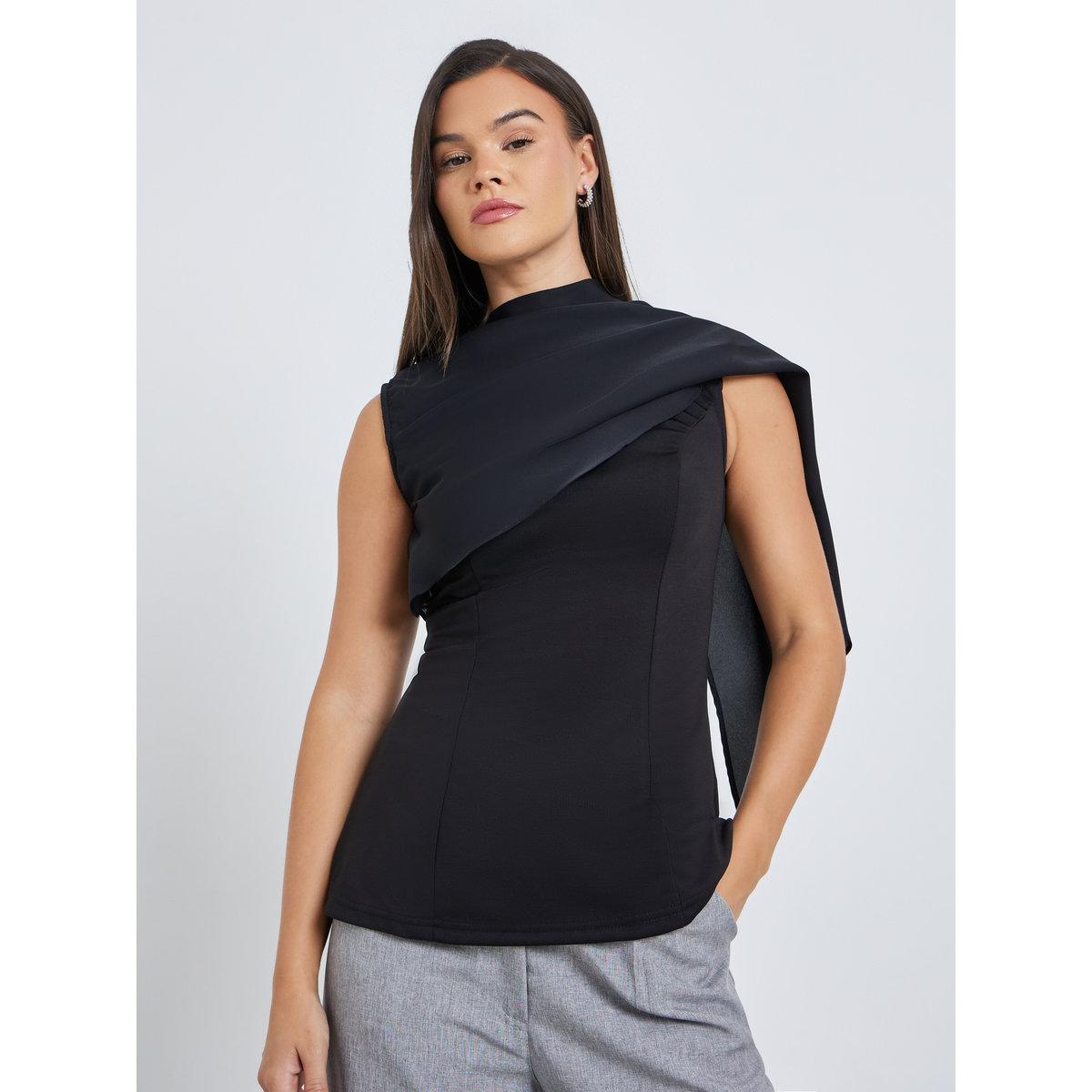 Styli Solid Sleeveless Draped Detail Top-women-clothing-shirtsandblouses-blouses-image-3