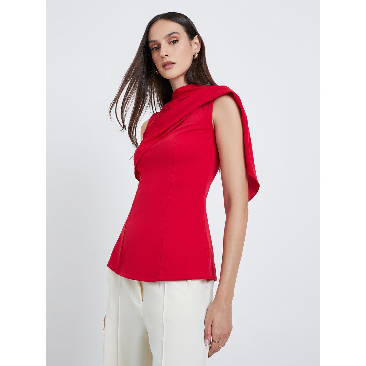 Styli Solid Sleeveless Draped Detail Top-women-clothing-shirtsandblouses-blouses-image-1