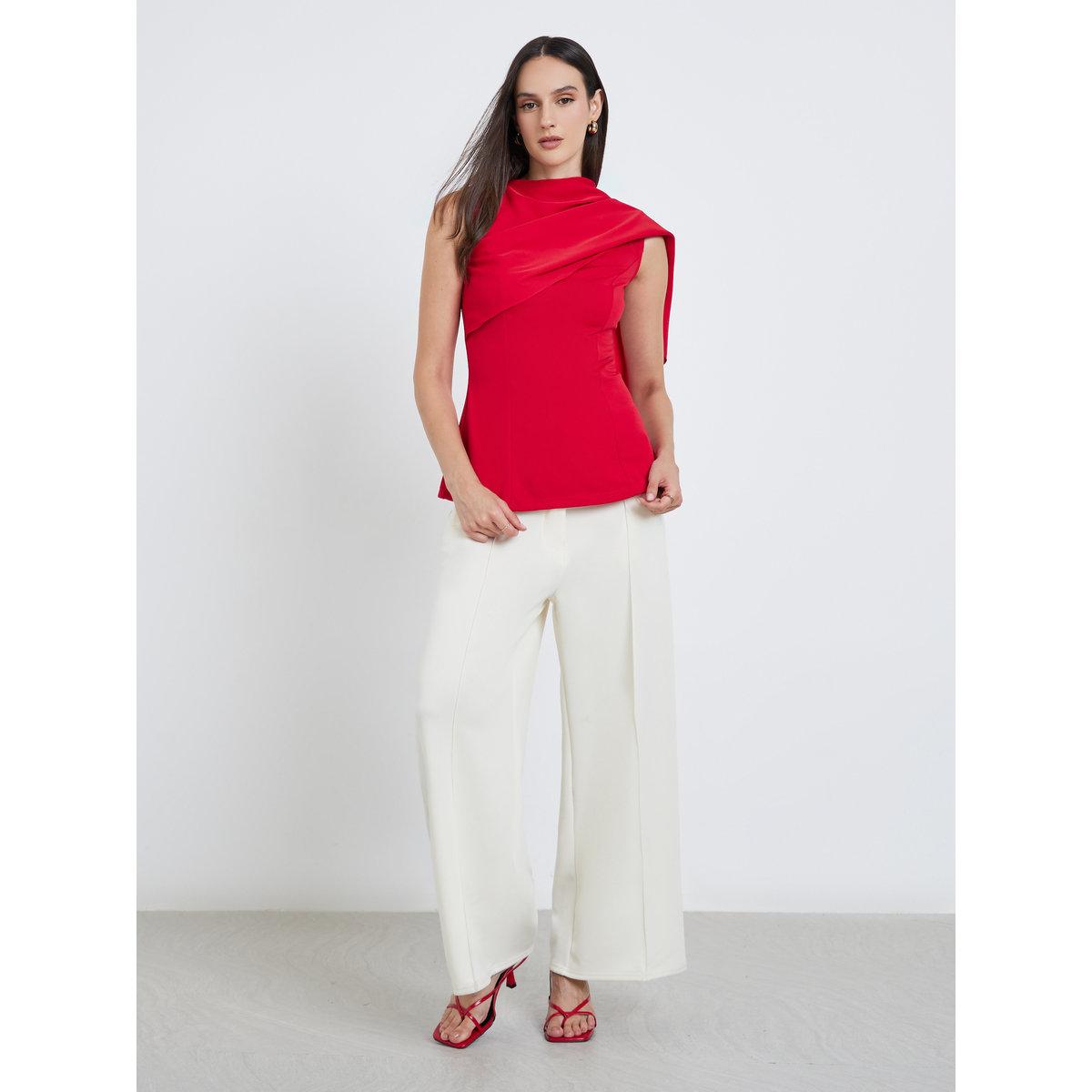 Styli Solid Sleeveless Draped Detail Top-women-clothing-shirtsandblouses-blouses-image-2