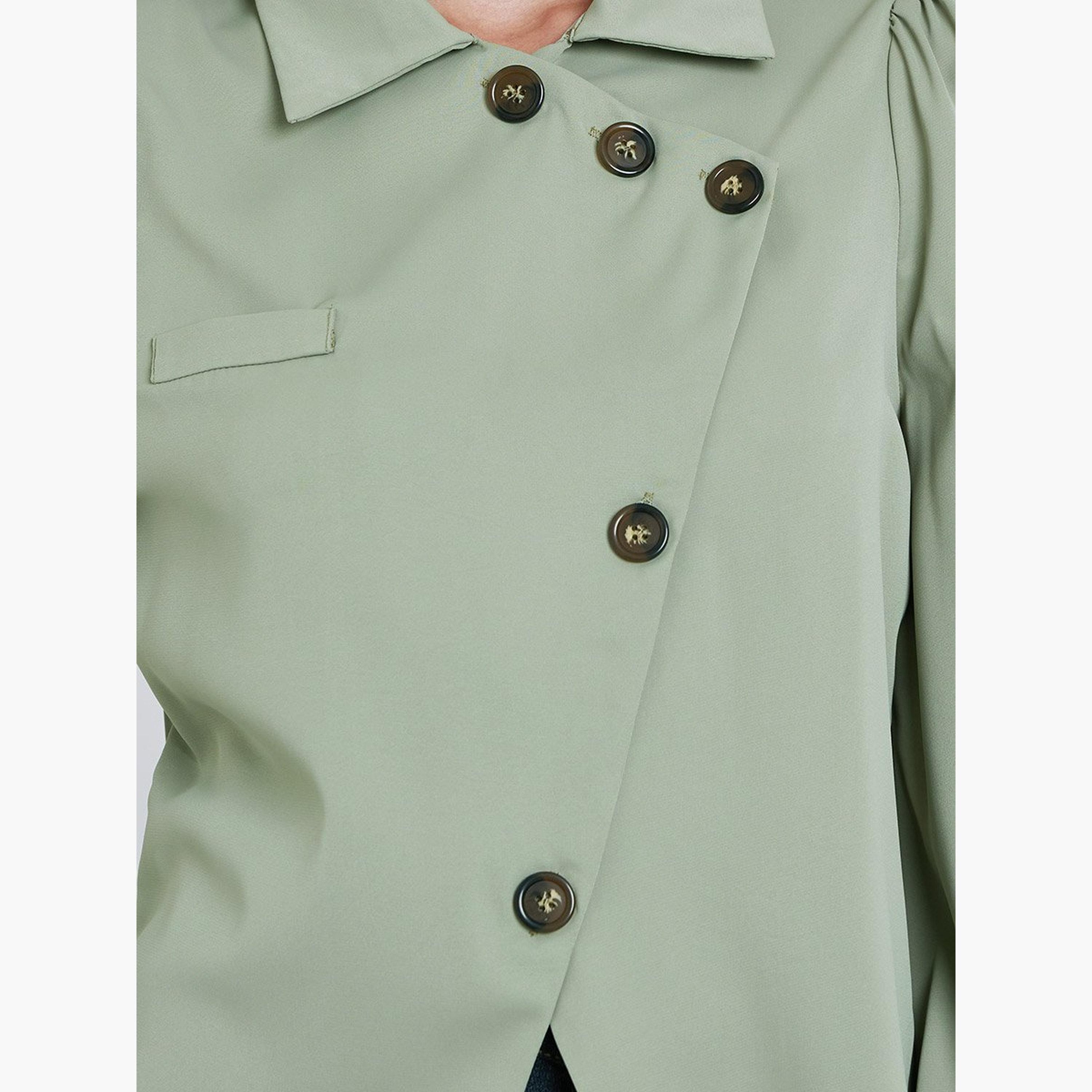ستايلي - بلوزة سادة بأكمام منفوخة وأزرار أمامية-women-clothing-shirtsandblouses-blouses-image-2