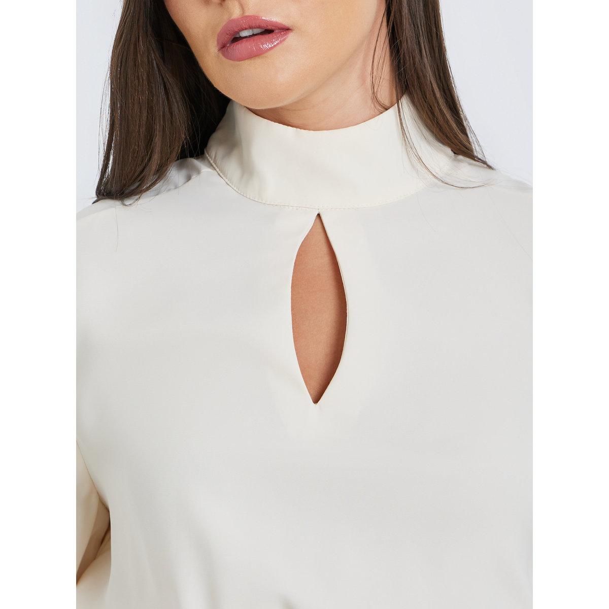 Styli Solid High Keyhole Neck Curved Hem Blouse-women-clothing-shirtsandblouses-blouses-image-3