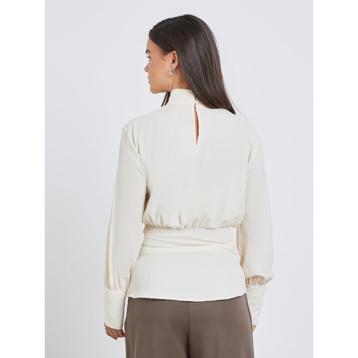 Styli Solid High Keyhole Neck Curved Hem Blouse-women-clothing-shirtsandblouses-blouses-image-4