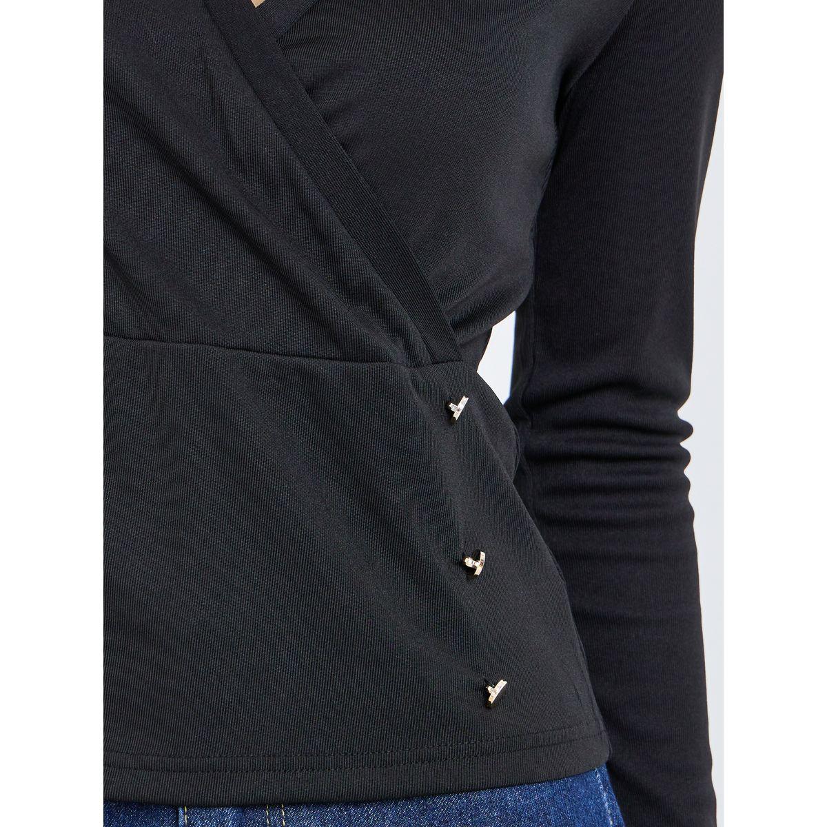 Styli Textured Wrap Buttoned Rib Top-women-clothing-shirtsandblouses-blouses-image-4