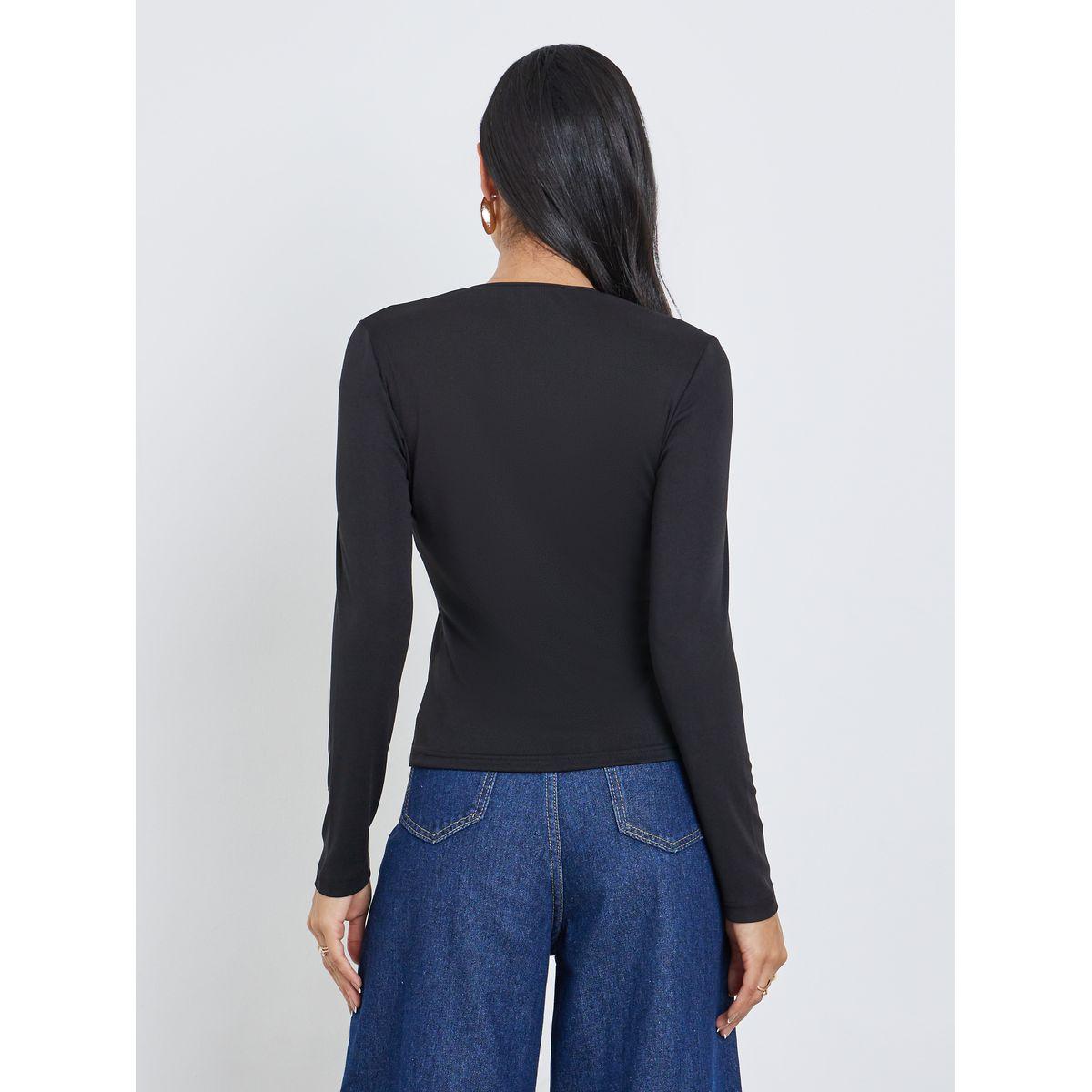 بلوزة بنمط لف وتفاصيل بارزة الملمس-women-clothing-shirtsandblouses-blouses-image-5
