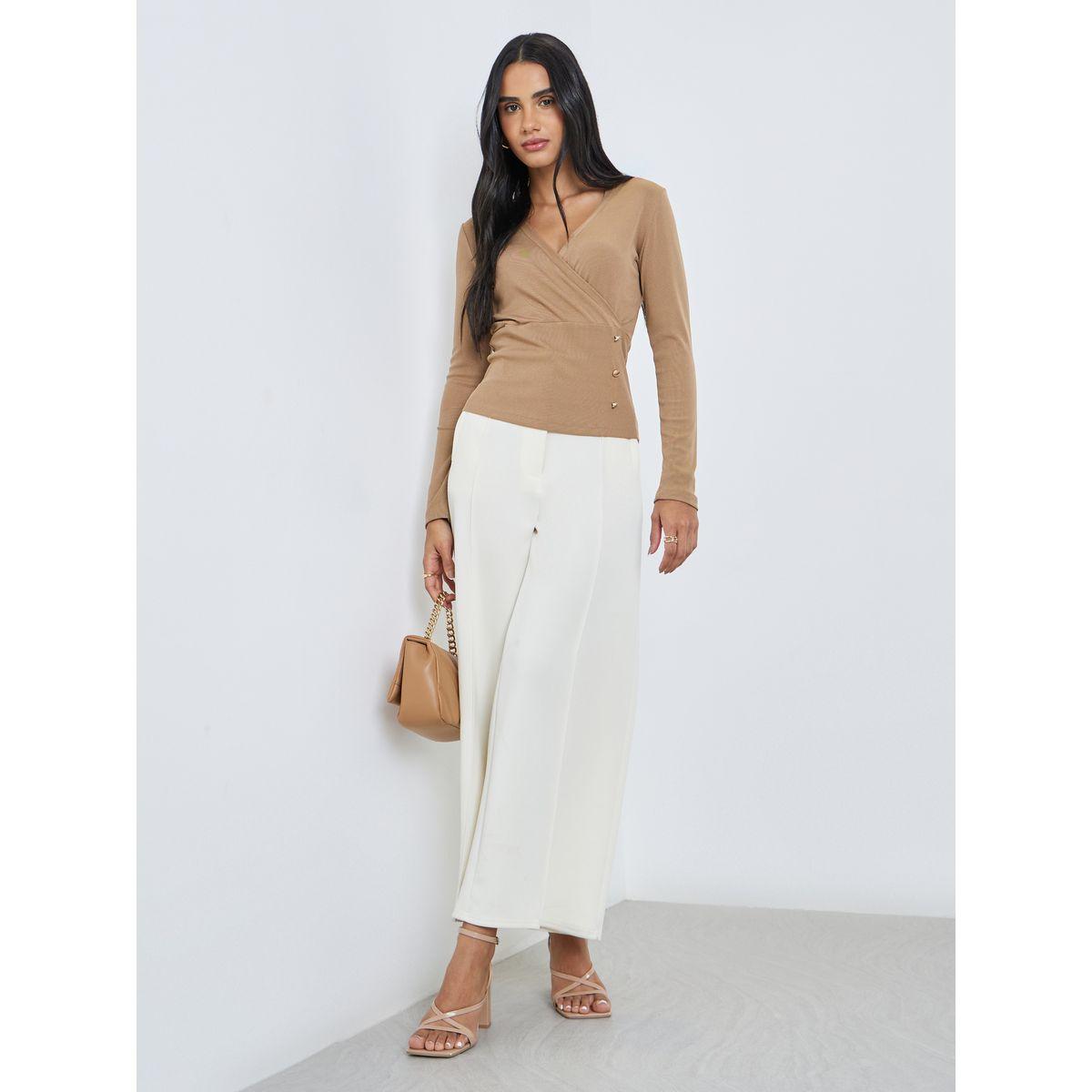 Styli Textured Wrap Buttoned Rib Top-women-clothing-shirtsandblouses-blouses-image-2