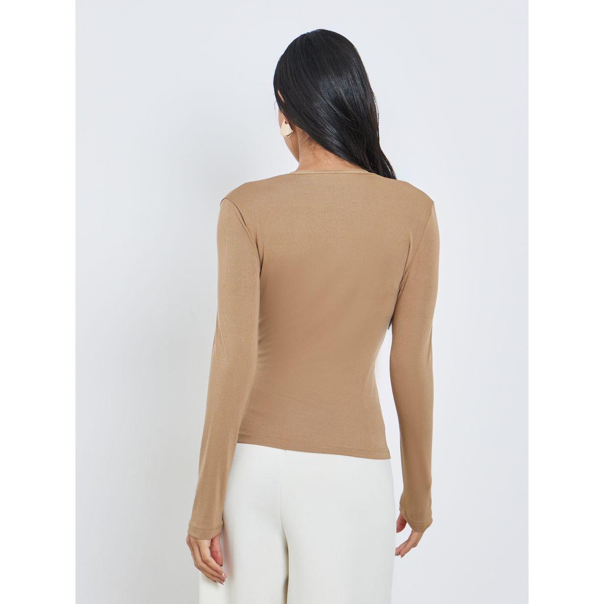 Styli Textured Wrap Buttoned Rib Top-women-clothing-shirtsandblouses-blouses-image-5