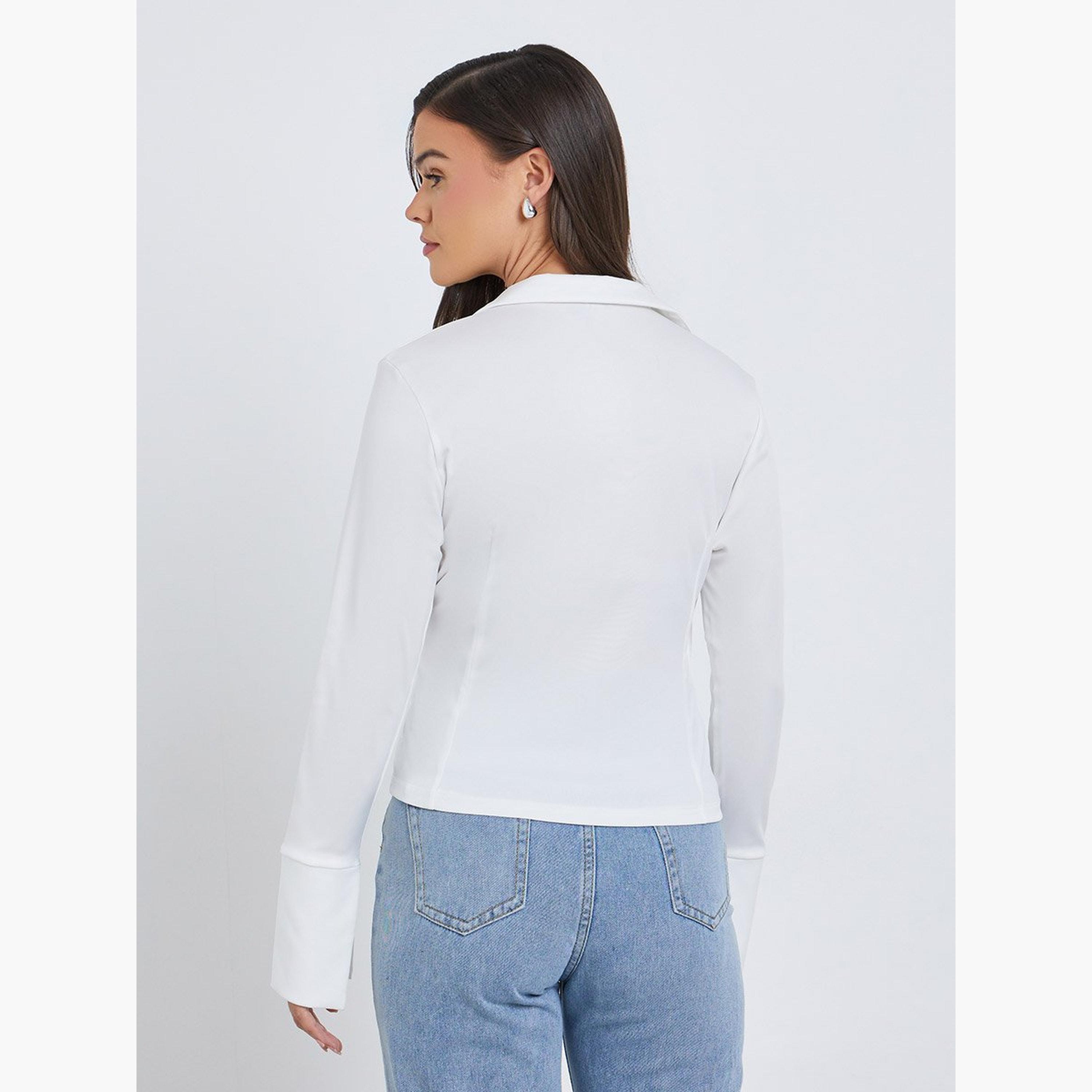 ستايلي - بلوزة ملفوفة بأكمام طويلة وواسعة-women-clothing-shirtsandblouses-blouses-image-4