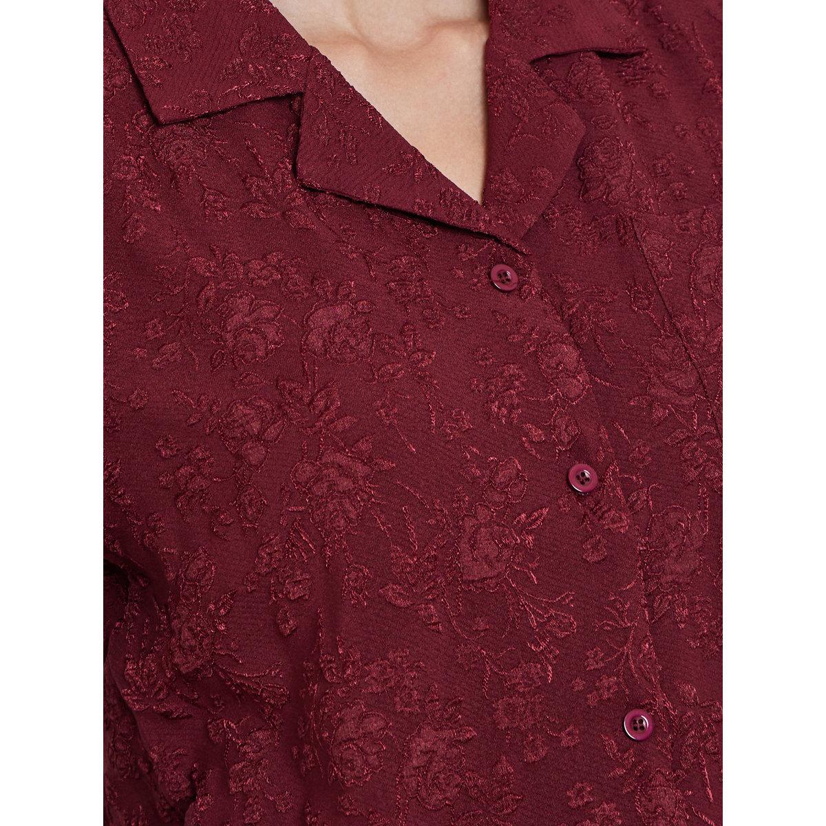 Styli Jacquard Buttoned Short Sleeve Shirt-women-clothing-shirtsandblouses-shirts-image-3