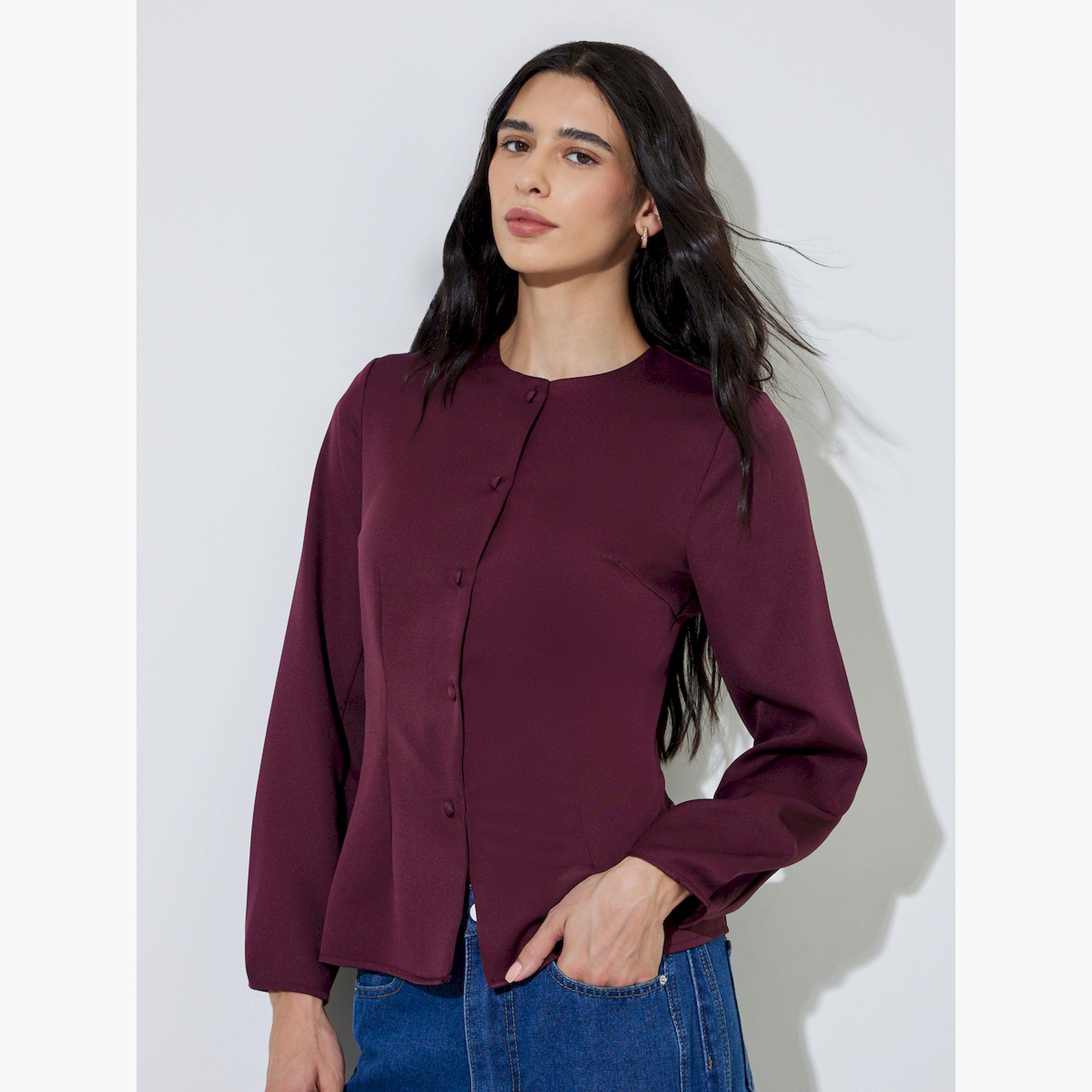 بلوزة بأزرار وأكمام طويلة-women-clothing-shirtsandblouses-blouses-image-1