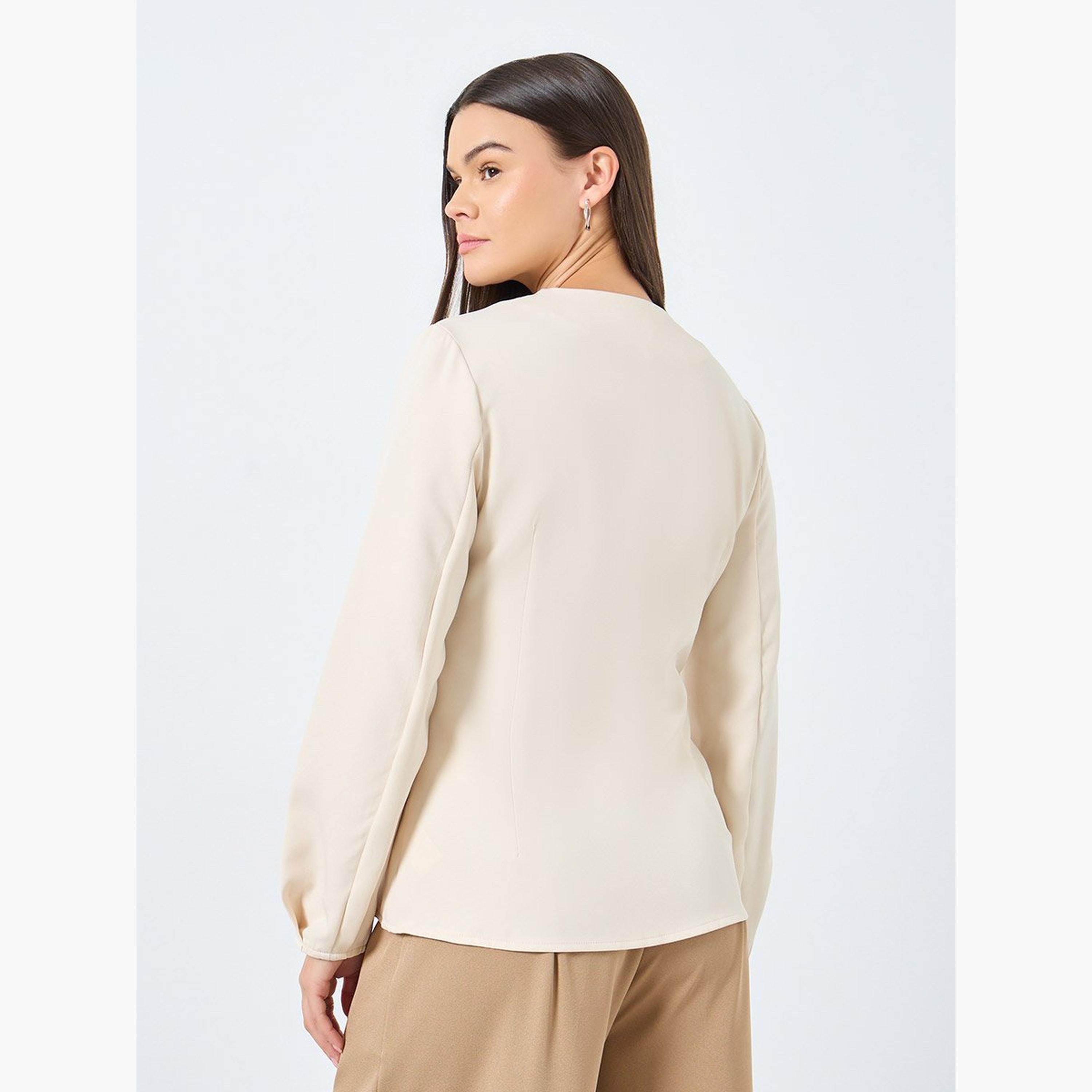 ستايلي - بلوزة سادة بأكمام طويلة وأزرار-women-clothing-shirtsandblouses-blouses-image-4