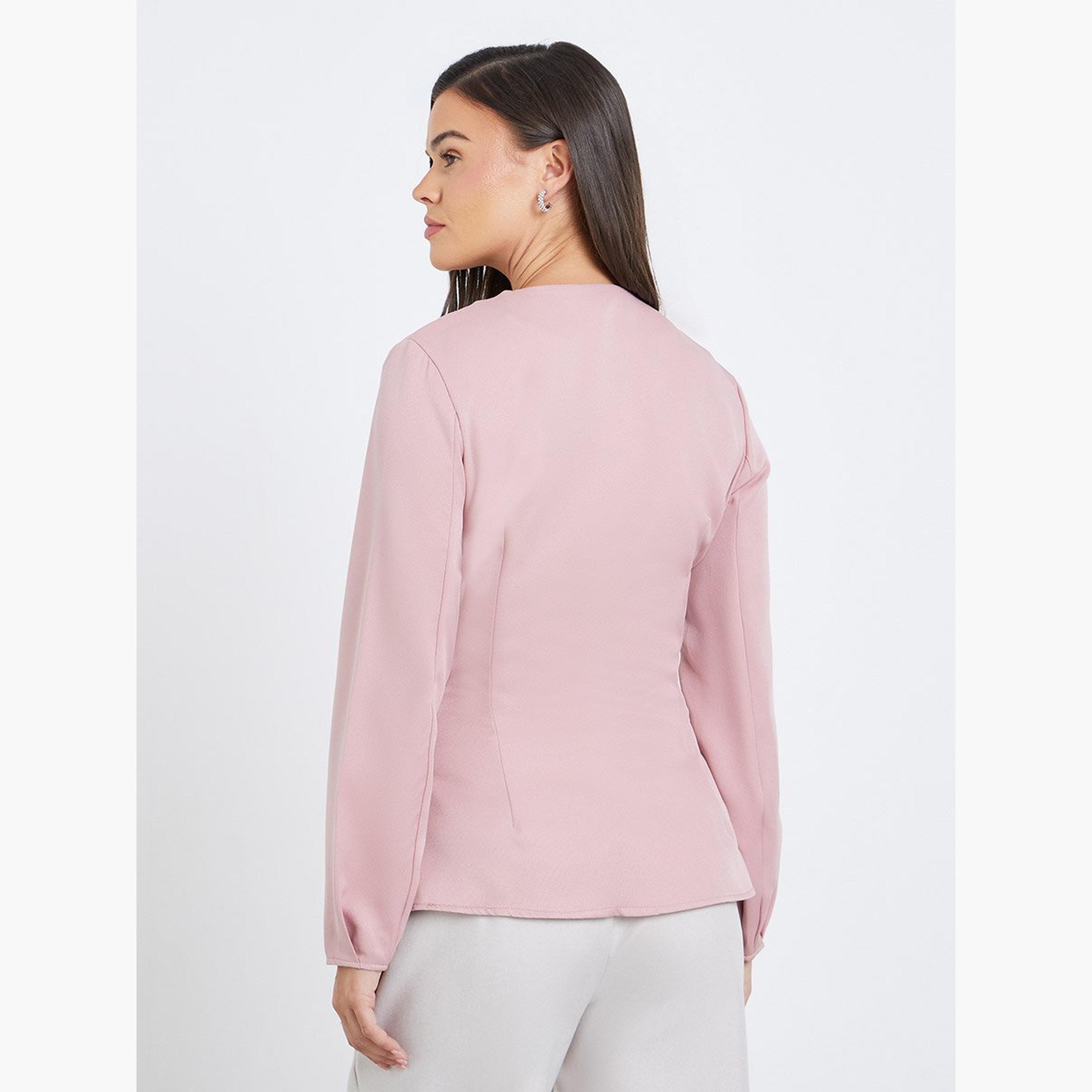 ستايلي - بلوزة سادة برقبة مستديرة وأزرار-women-clothing-shirtsandblouses-blouses-image-4