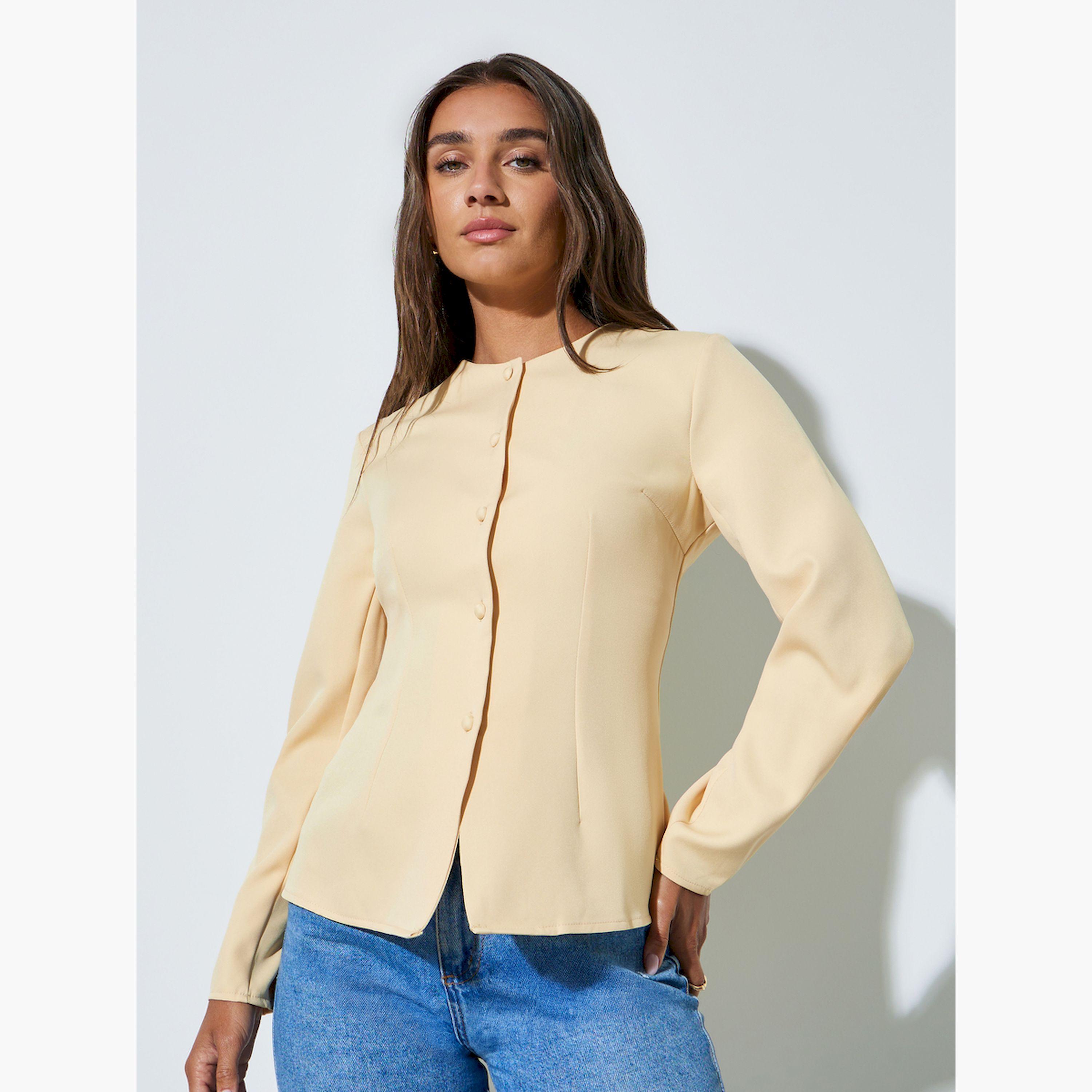 بلوزة بأزرار وأكمام طويلة-women-clothing-shirtsandblouses-blouses-image-1