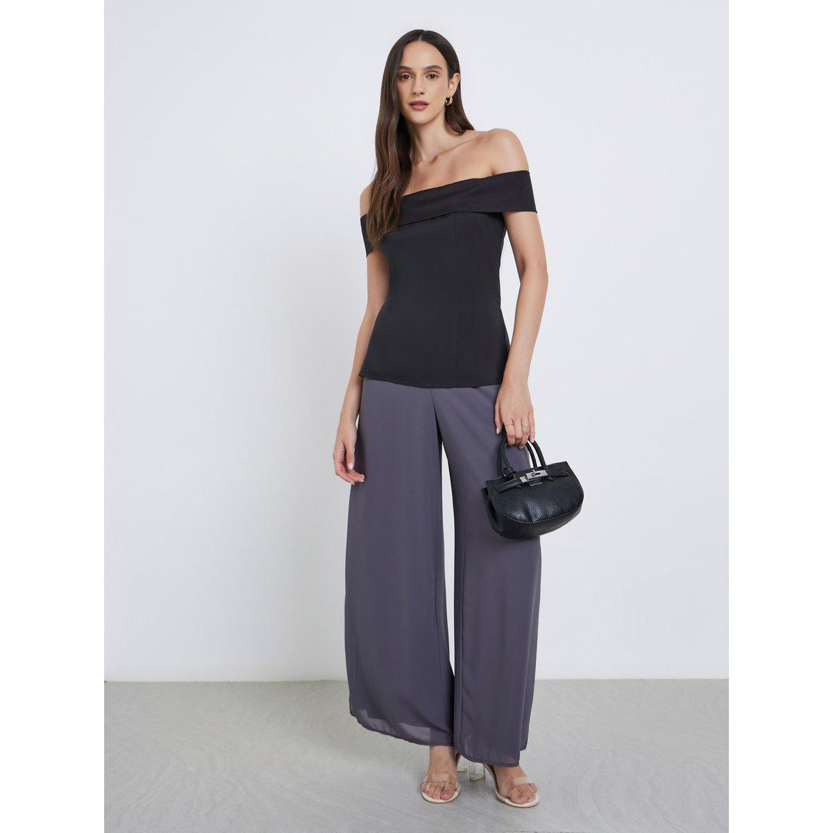 Styli Solid Off Shoulder Blouse with Side Slit Detail-women-clothing-shirtsandblouses-blouses-image-2