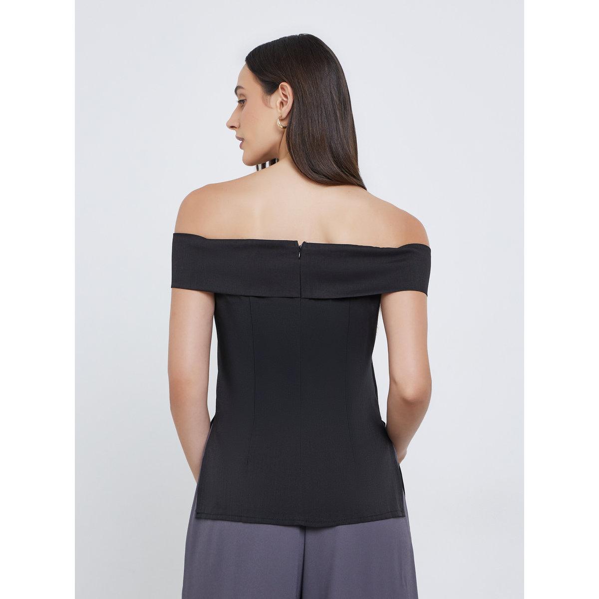 Styli Solid Off Shoulder Blouse with Side Slit Detail-women-clothing-shirtsandblouses-blouses-image-4