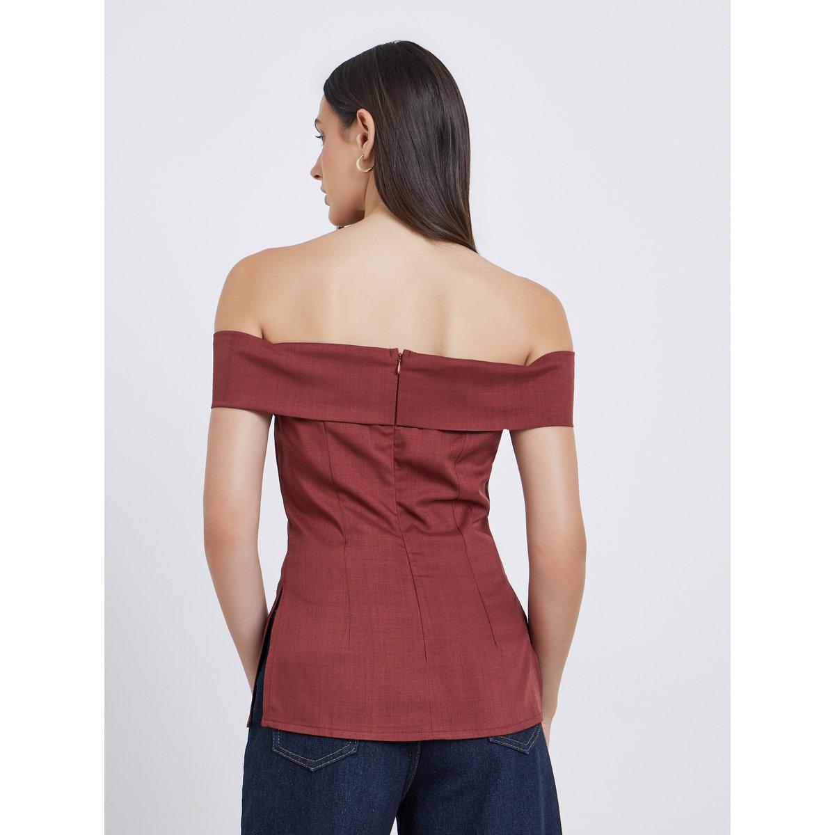 Styli Solid Off Shoulder Blouse with Side Slit Detail-women-clothing-shirtsandblouses-blouses-image-4