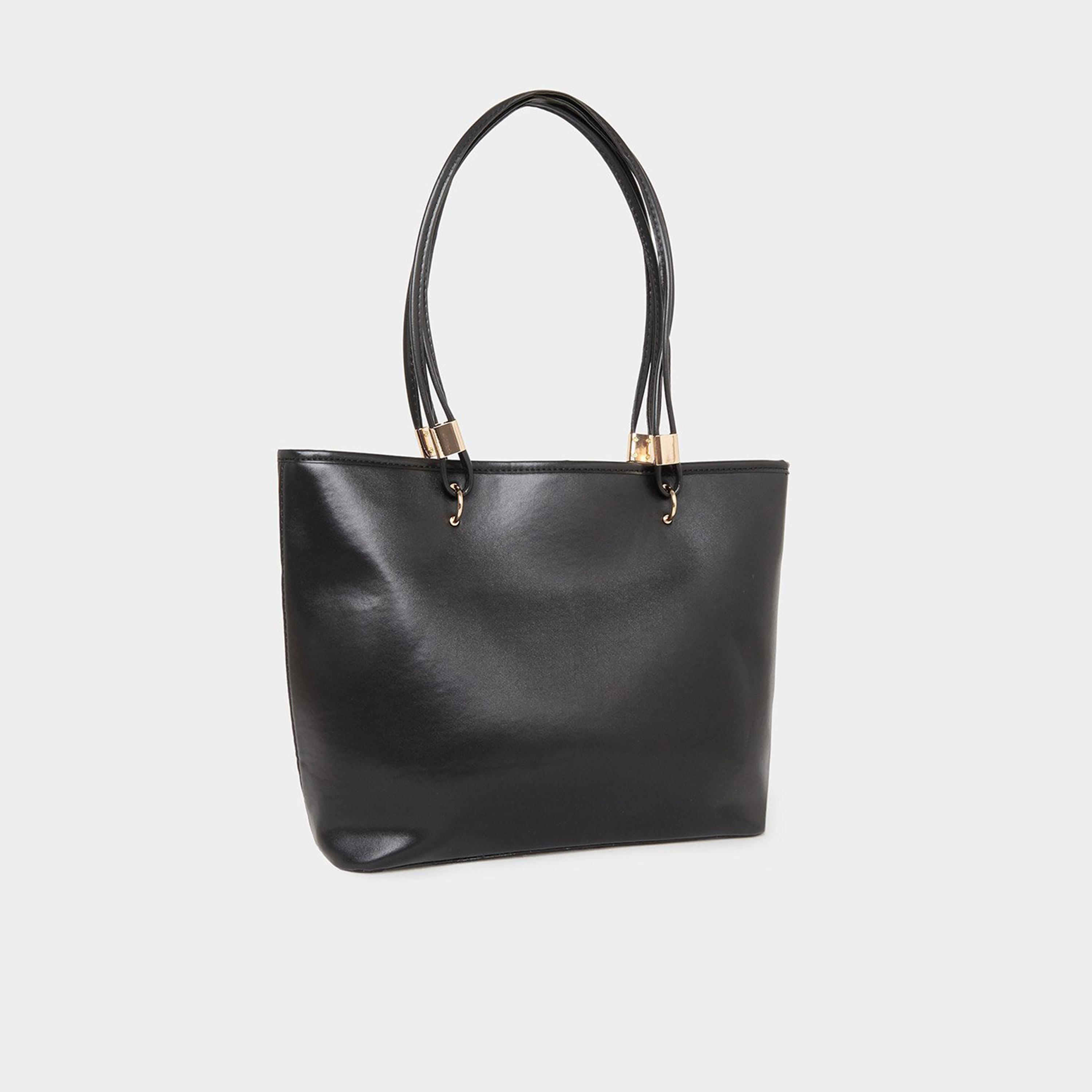 ستايلي - شنطة توت سوداء صلبة مع سحاب للإغلاق-women-bagsandwallets-handbags-image-1