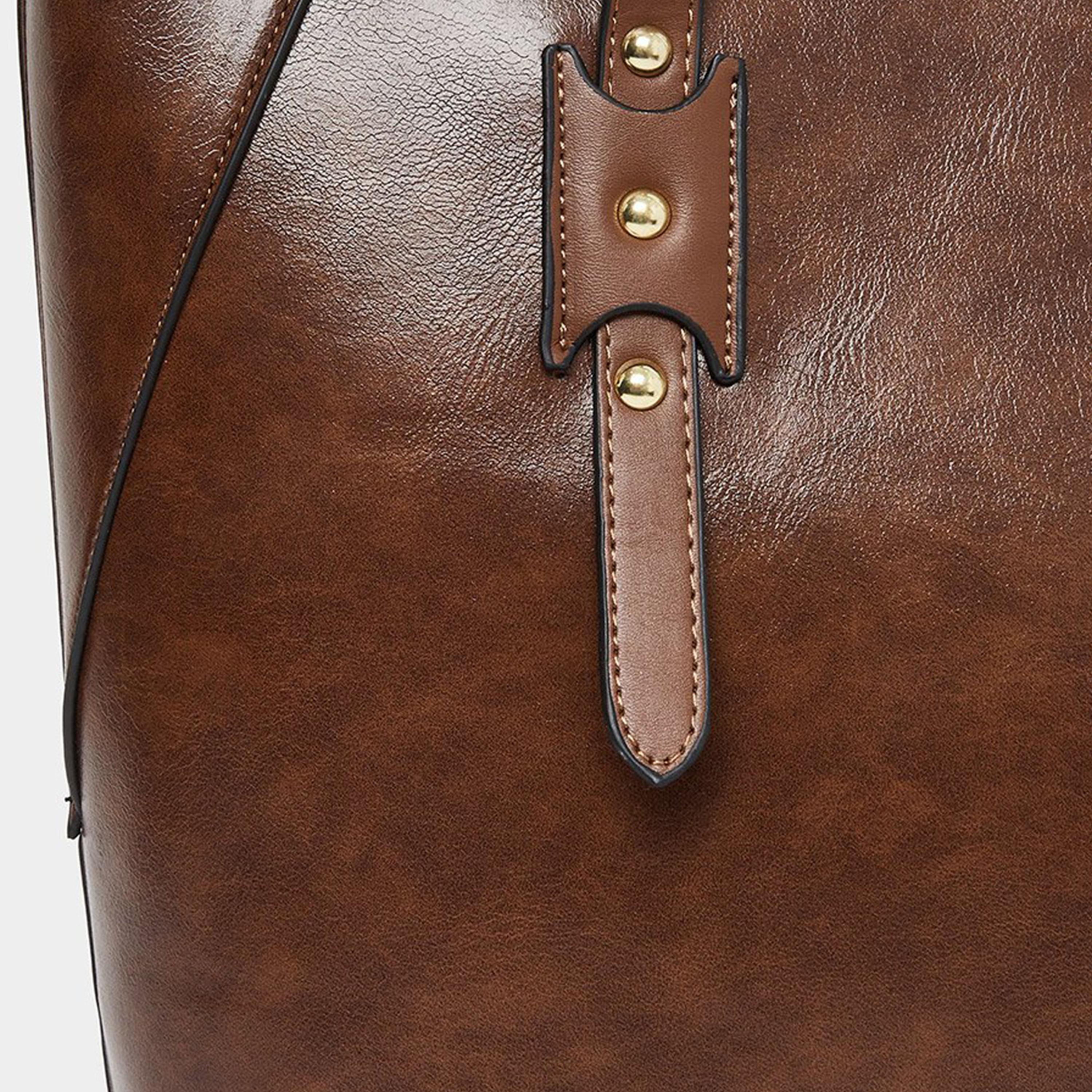 ستايلي - شنطة كتف بنية اللون مزينة بثلاثة مسامير-women-bagsandwallets-handbags-image-3