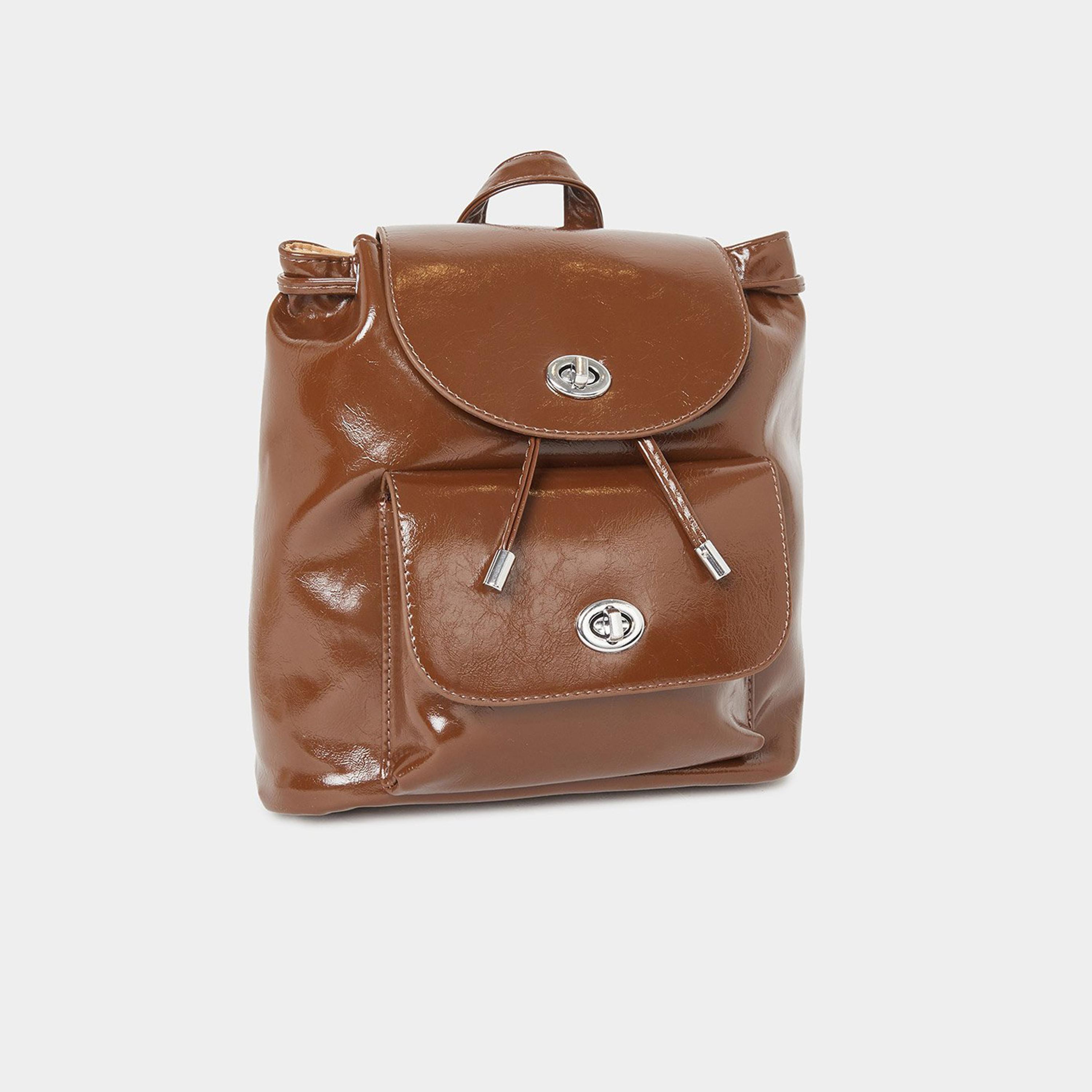 ستايلي - شنطة ظهر بنية اللون مزودة بجيوب جانبية-women-bagsandwallets-backpacks-image-1