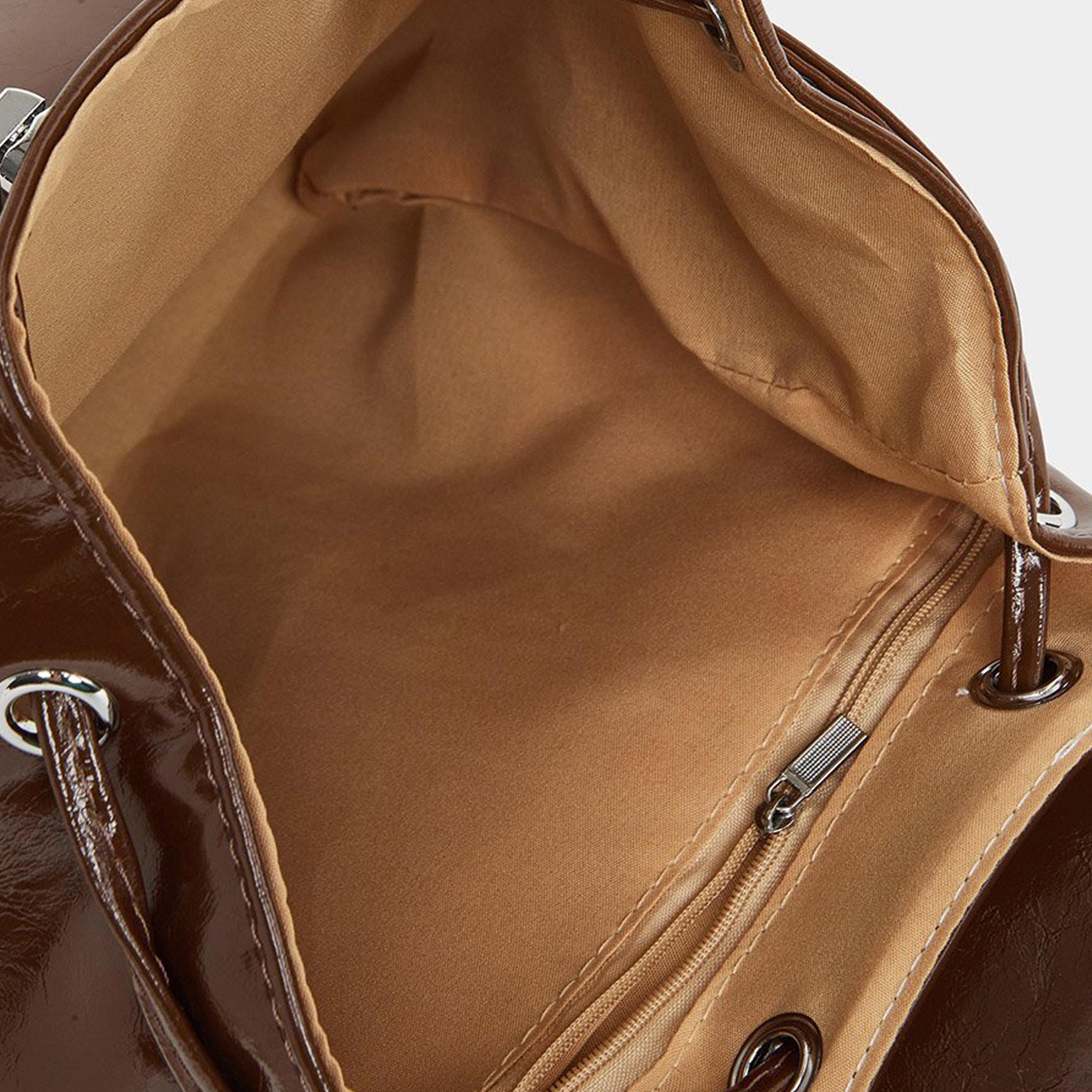 Styli Brown Flap Pocket Detail Backpack-women-bagsandwallets-backpacks-image-5