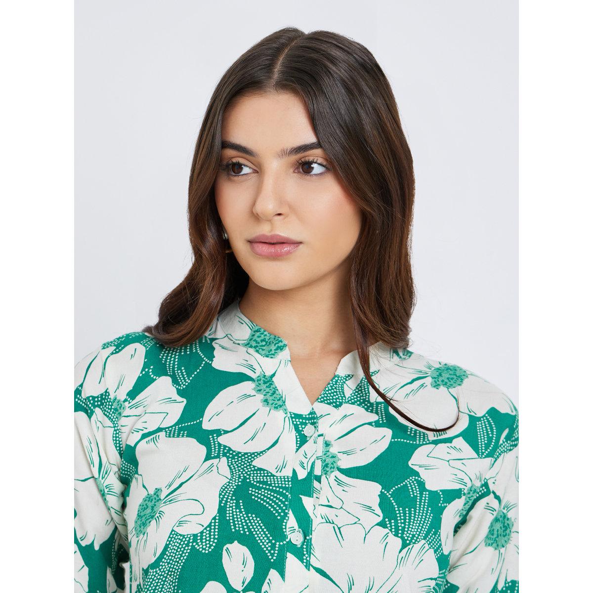 طقم منسق من بنطال وبلوزة بطبعة زهور-women-clothing-coordsets-image-3