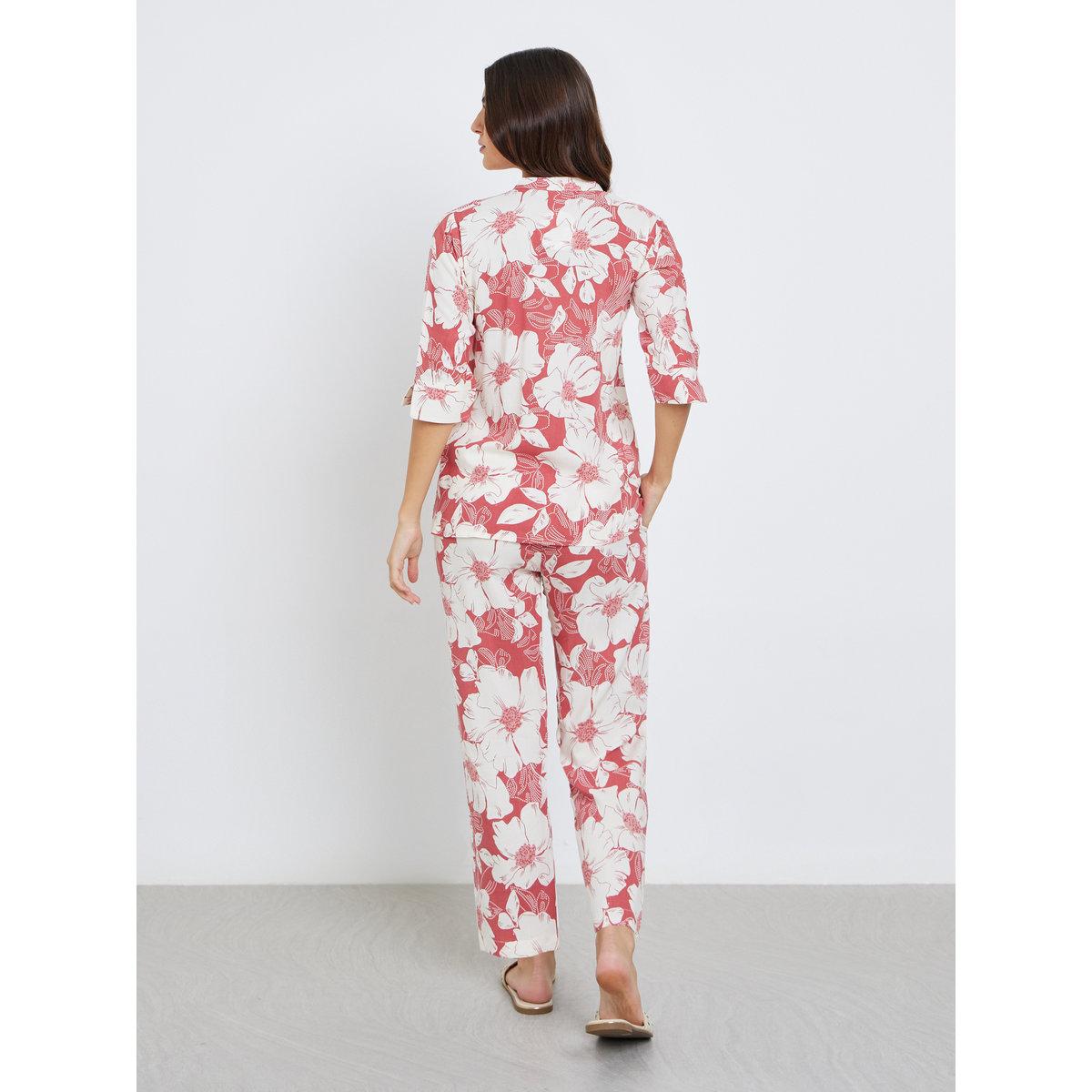 طقم منسق من بنطال وبلوزة بطبعة زهور-women-clothing-coordsets-image-5