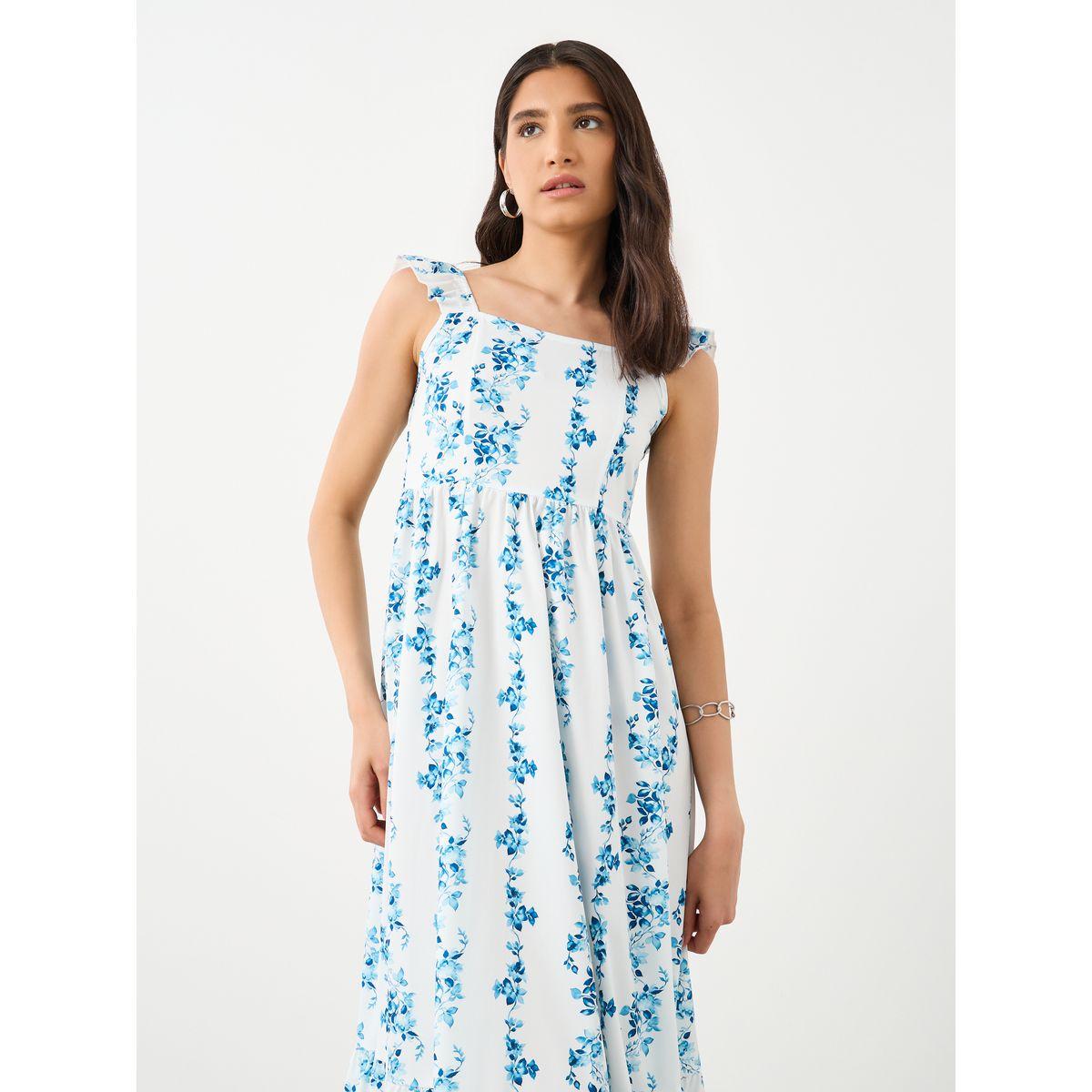 فستان ميدي بطبعة زهور وياقة مربعة-women-clothing-dresses-image-3