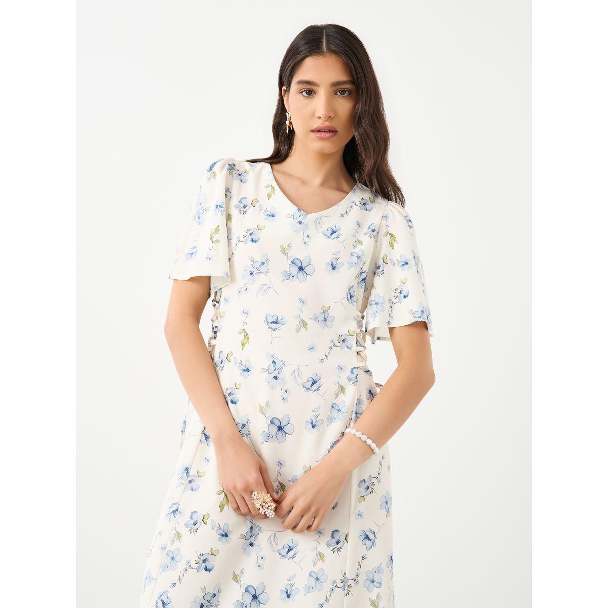 فستان ميدي مُطبع بالكامل بتفاصيل ربطة جانبية-women-clothing-dresses-image-3