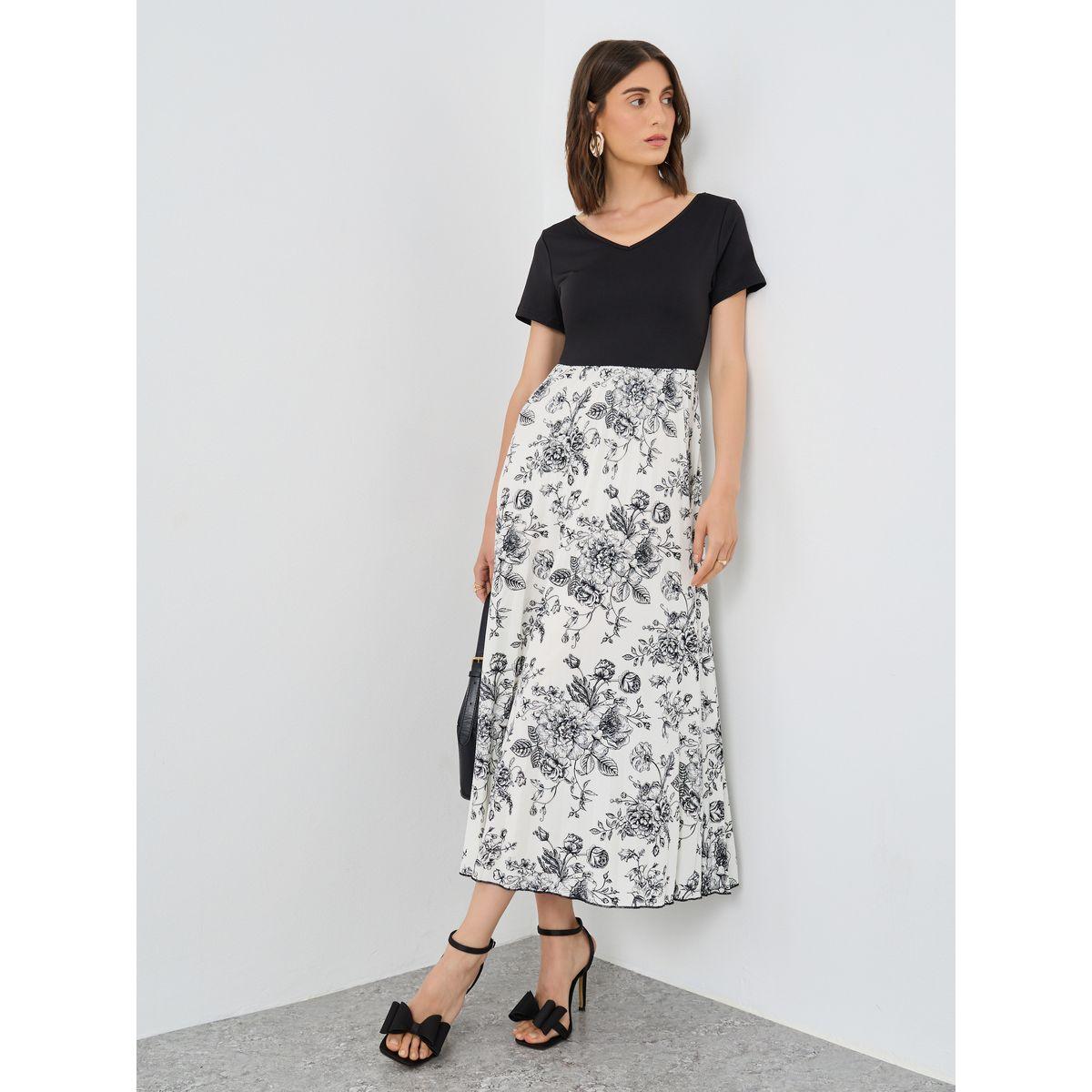 Styli Floral Print Pleated Detail Midi Dress-women-clothing-dresses-image-1
