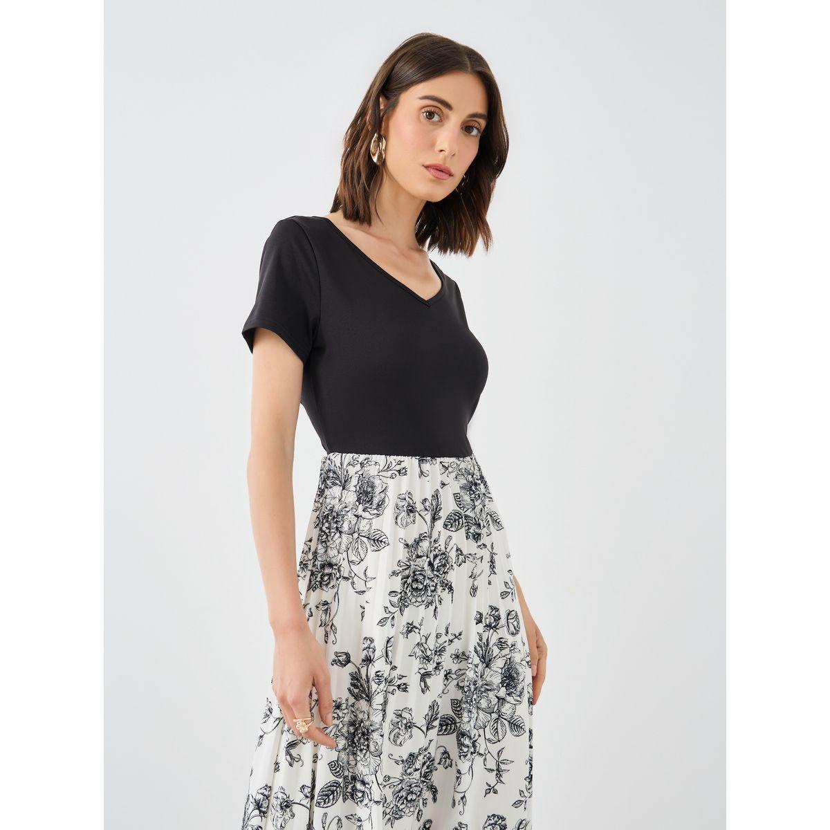 Styli Floral Print Pleated Detail Midi Dress-women-clothing-dresses-image-3
