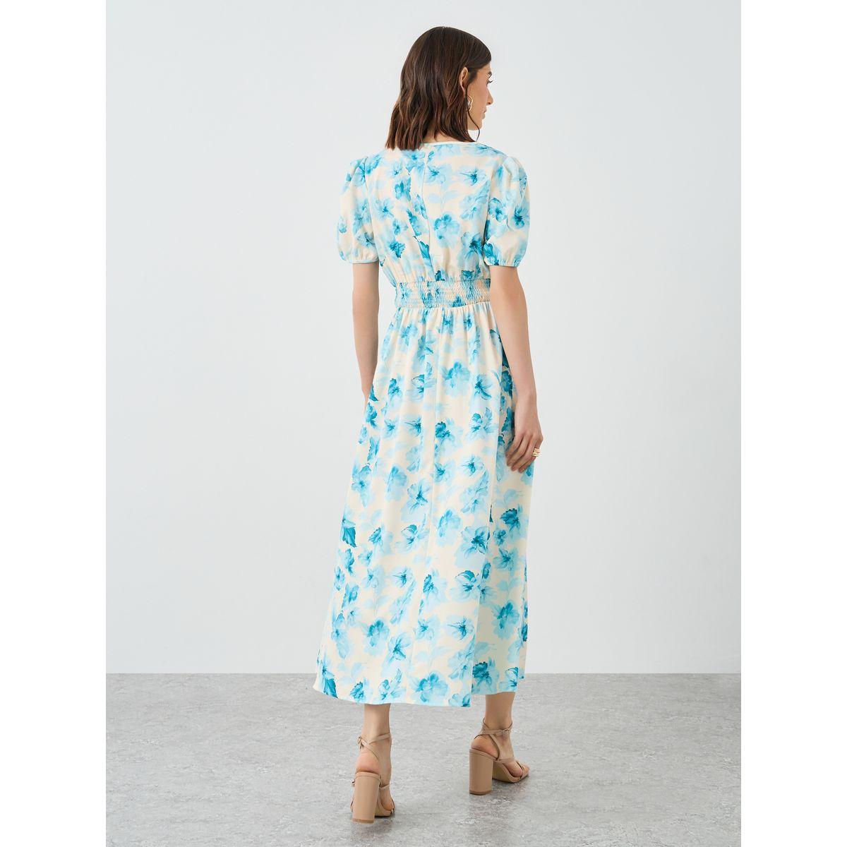 فستان ميدي بطبعة زهور وأكمام منفوخة-women-clothing-dresses-image-5