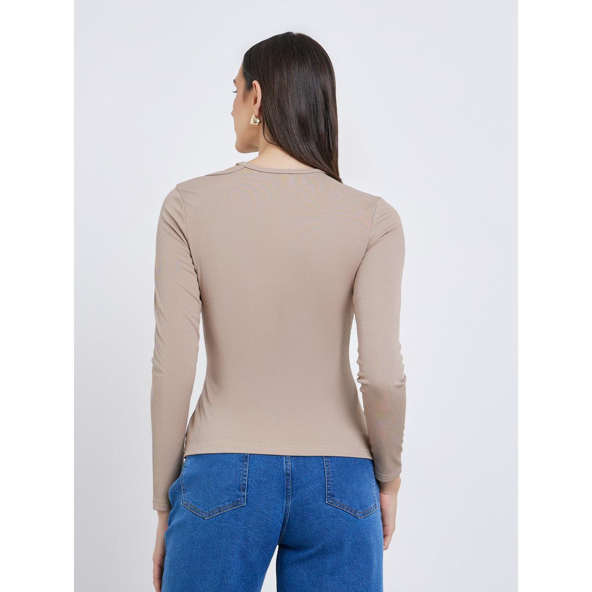 بلوزة بتفاصيل مُضلعة وتفاصيل مفتوحة-women-clothing-tshirts-image-2