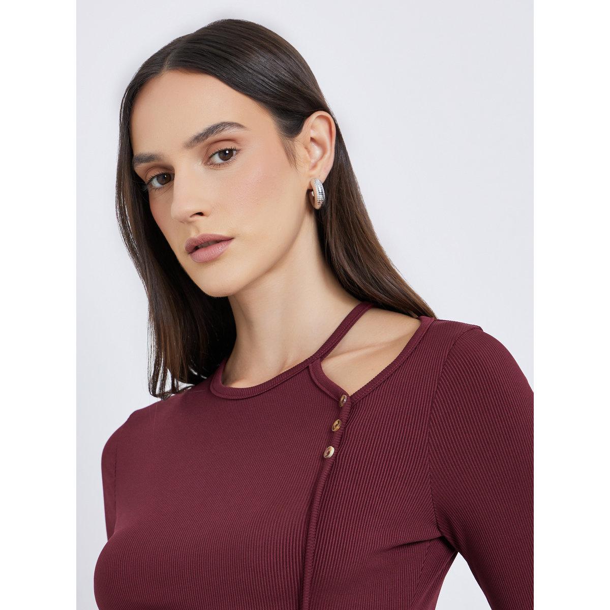 بلوزة بتفاصيل مُضلعة وتفاصيل مفتوحة-women-clothing-tshirts-image-4