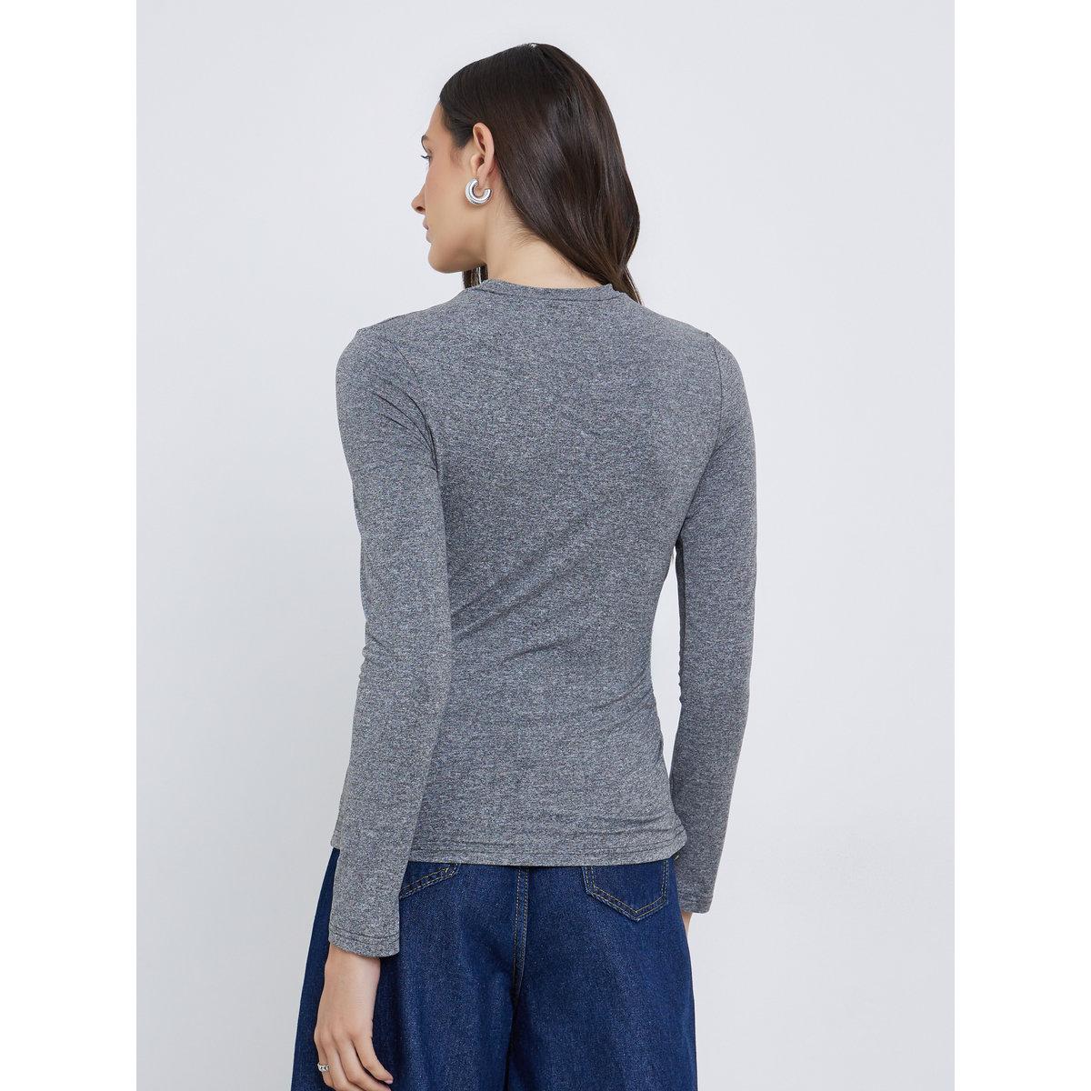 Styli Long Sleeves Asymmetric Hem Top with Ruched Detail-women-clothing-shirtsandblouses-blouses-image-4