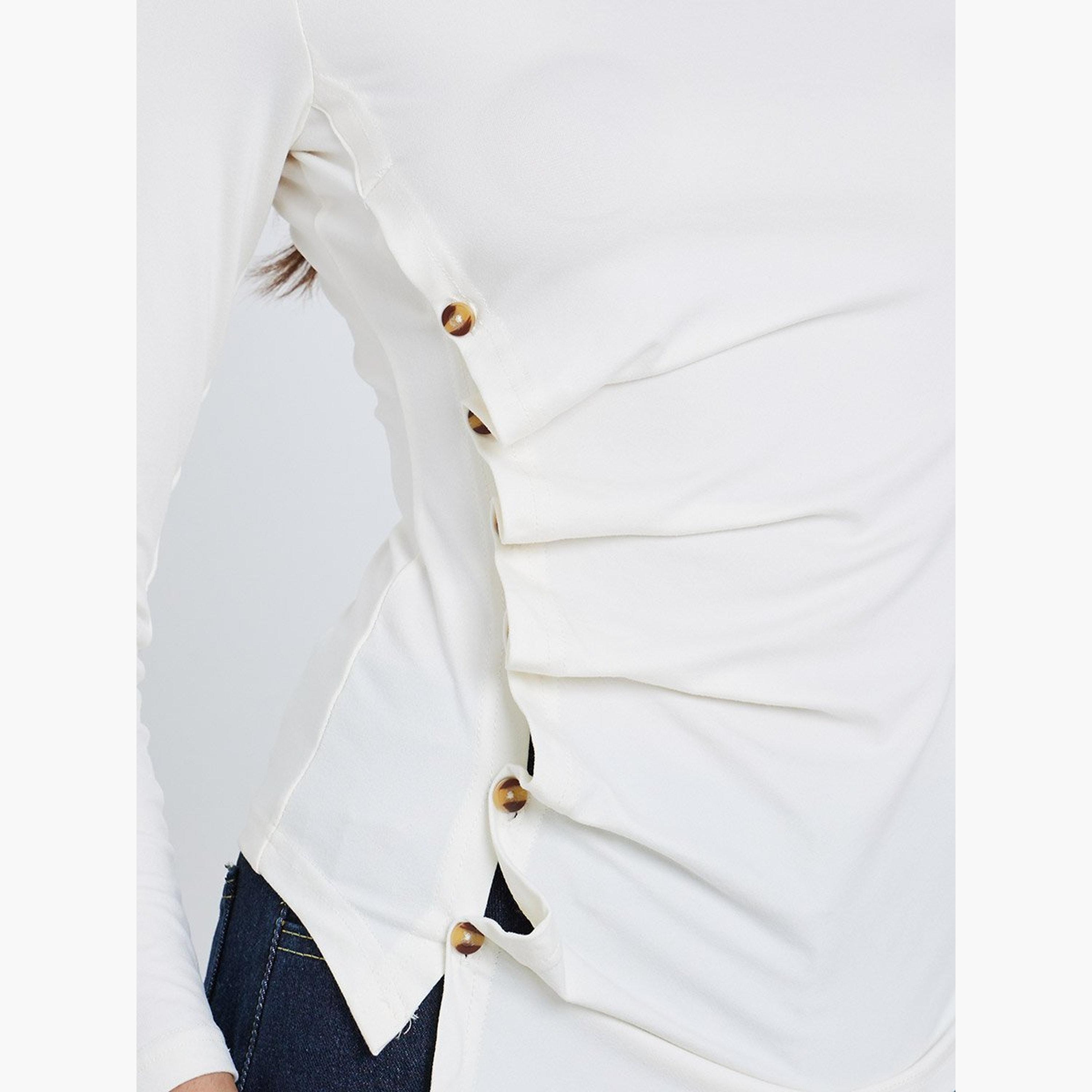 ستايلي - بلوزة بأكمام طويلة وحاشية غير متماثلة وتفاصيل أزرار-women-clothing-shirtsandblouses-blouses-image-3
